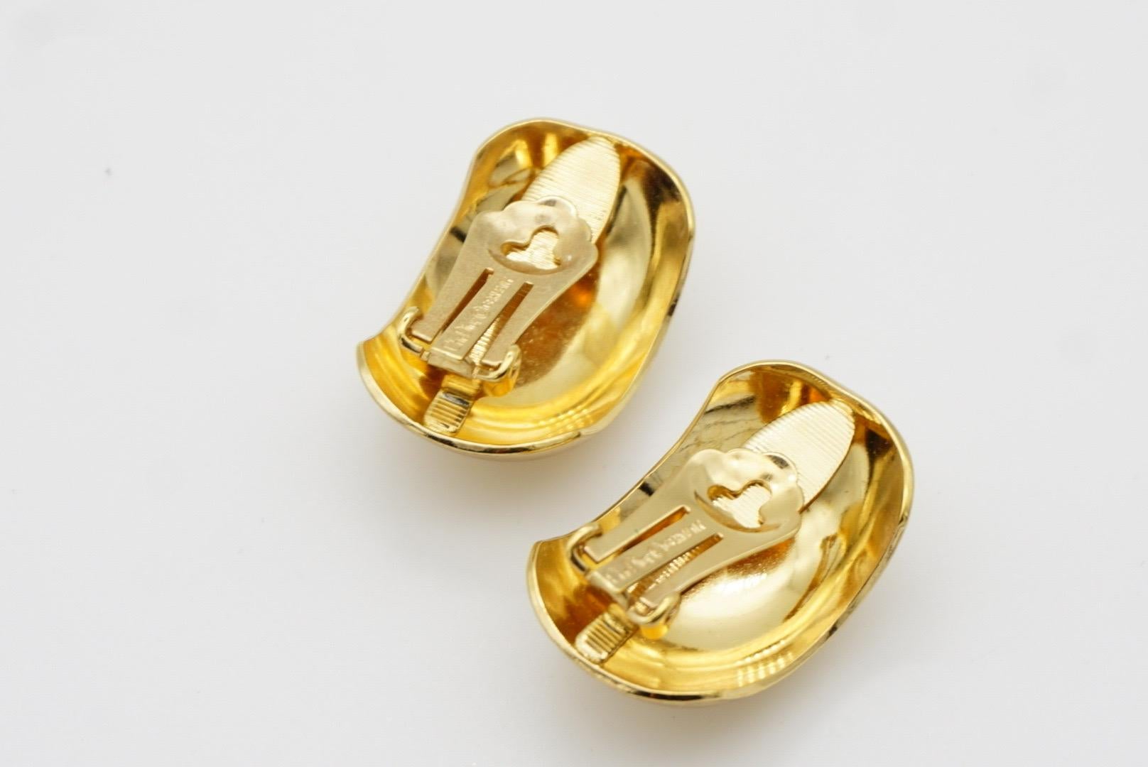Christian Dior Vintage 1980 Large Glow Demi Dome Hoop Semi Circle Clip Earrings For Sale 8