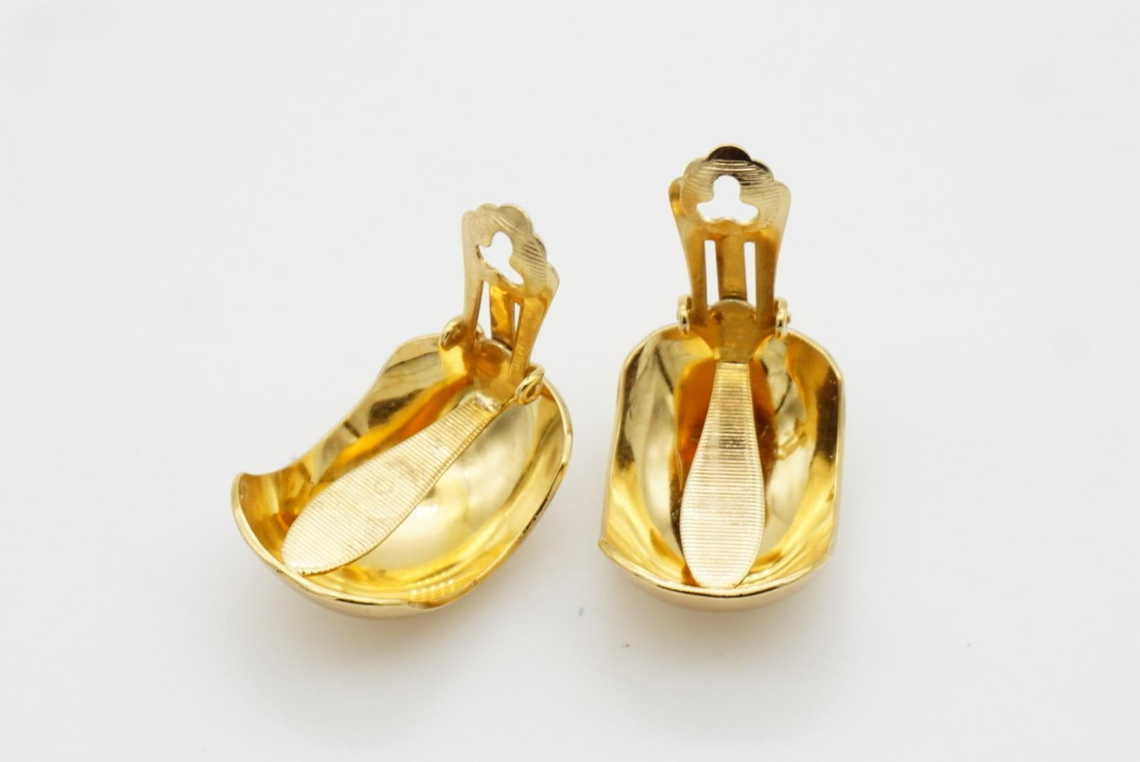 Christian Dior Vintage 1980 Large Glow Demi Dome Hoop Semi Circle Clip Earrings For Sale 10