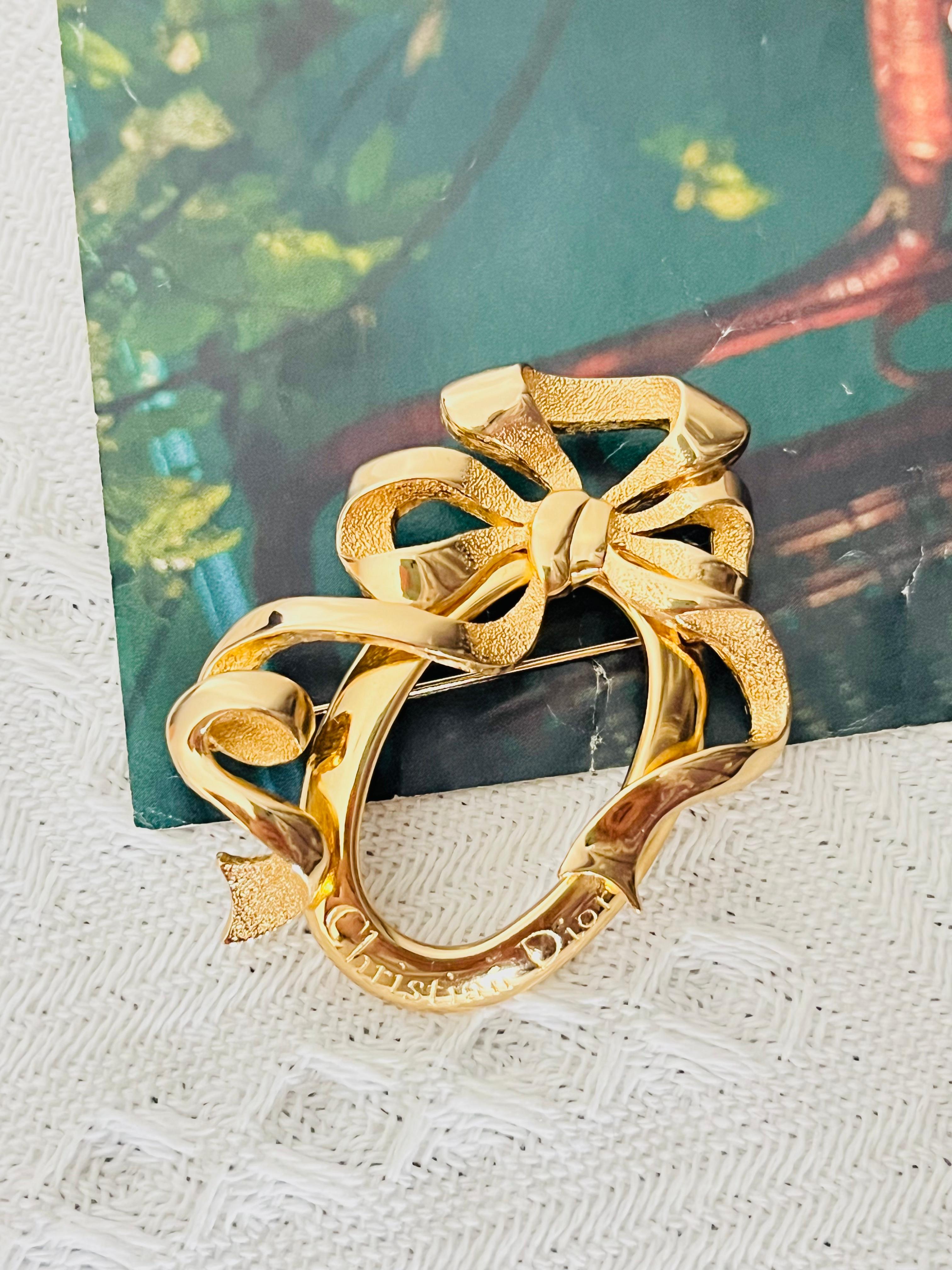 Christian Dior Vintage 1980 Large Logo Monogram Wavy Bow Ribbon
