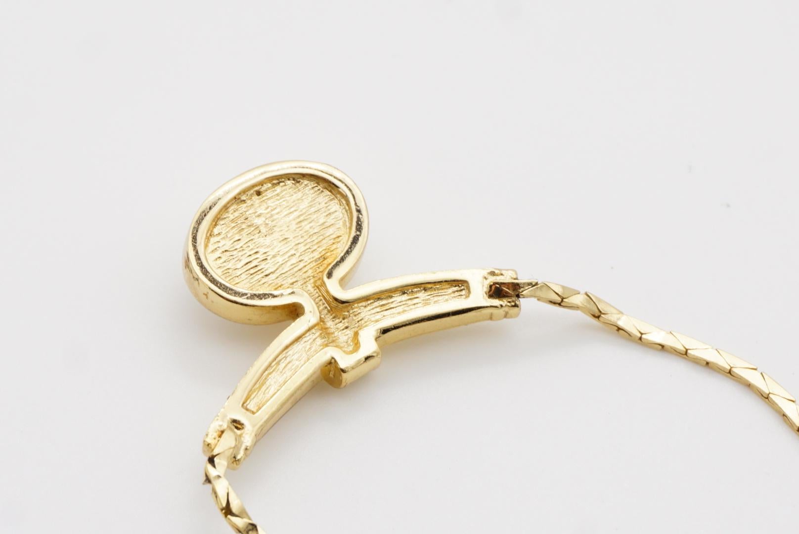 Christian Dior Vintage 1980 Large Oval White Pearl Curled Bar Crystals Necklace For Sale 10