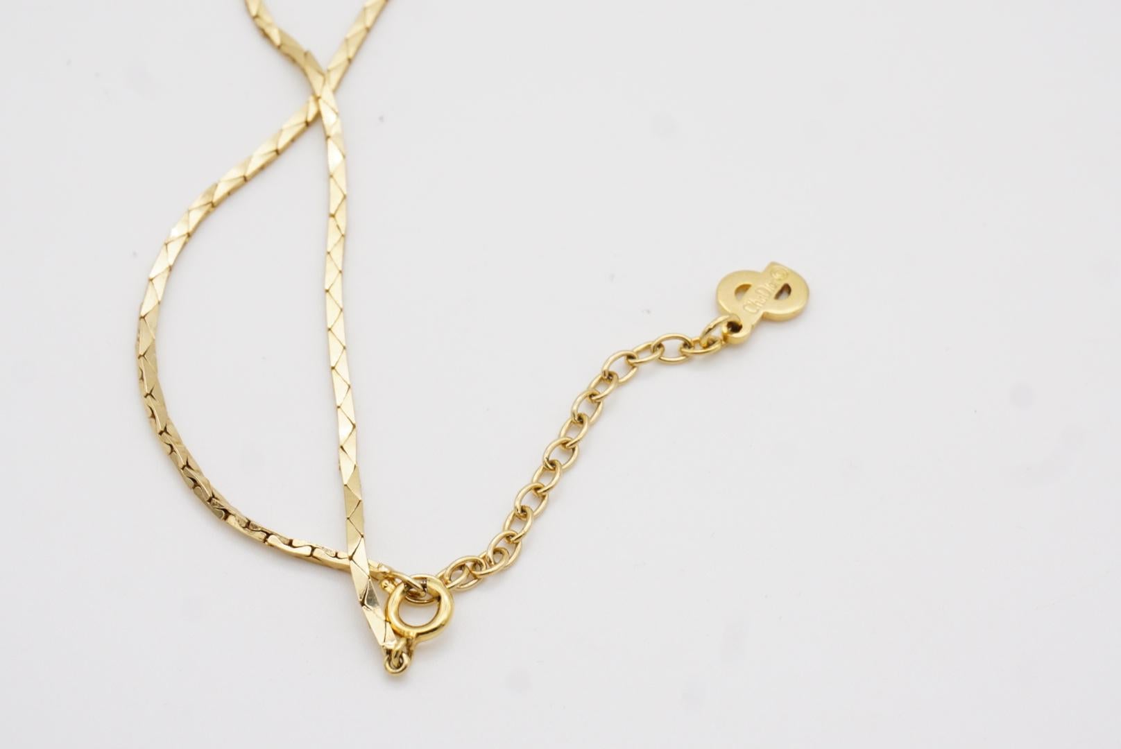 Christian Dior Vintage 1980 Large Oval White Pearl Curled Bar Crystals Necklace For Sale 11