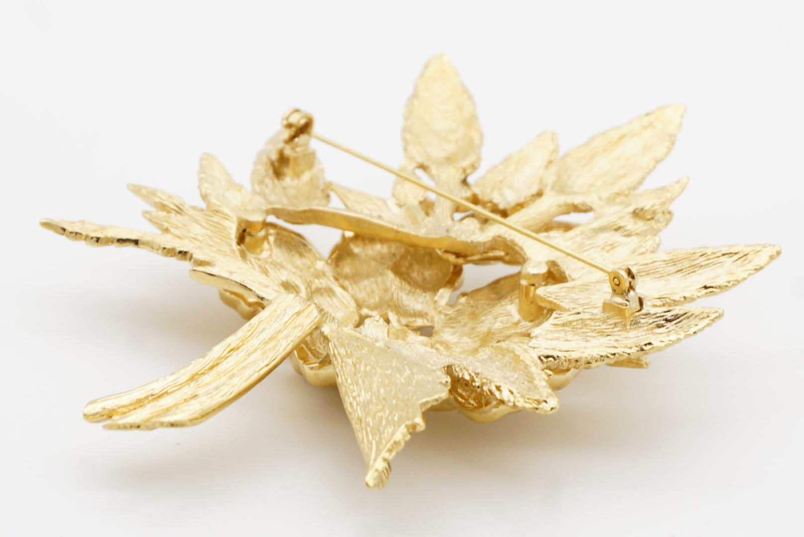 Christian Dior Vintage 1980 Broche Ramo Flor Hoja Cristales Masivos 14