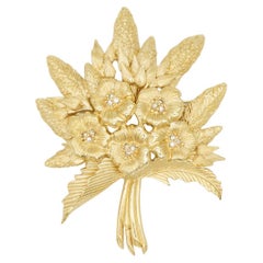 Christian Dior Vintage 1980 Spilla con bouquet di fiori e cristalli di fiori e foglie