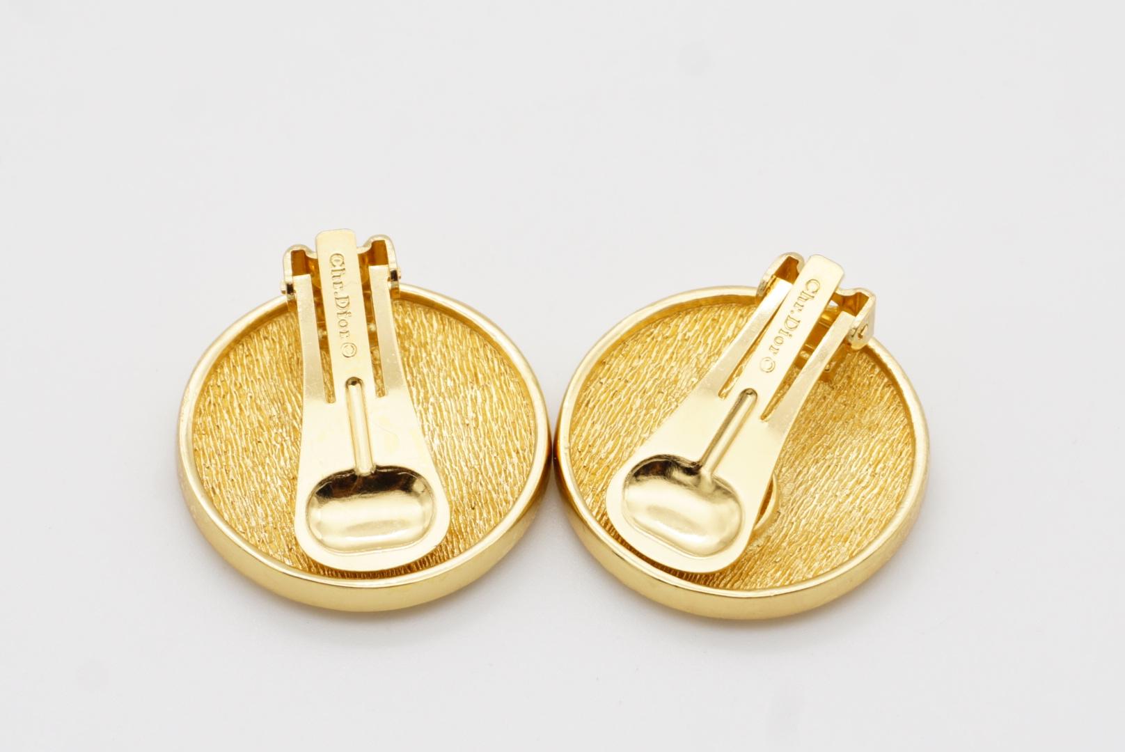 Christian Dior Vintage 1980 Monogram Classic Logo CD Round Circle Clip Earrings 5