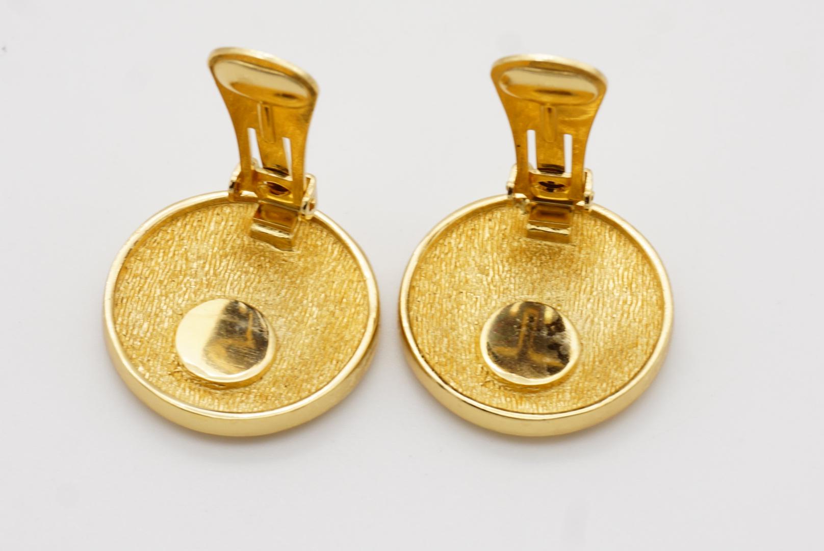 Christian Dior Vintage 1980 Monogram Classic Logo CD Round Circle Clip Earrings For Sale 6