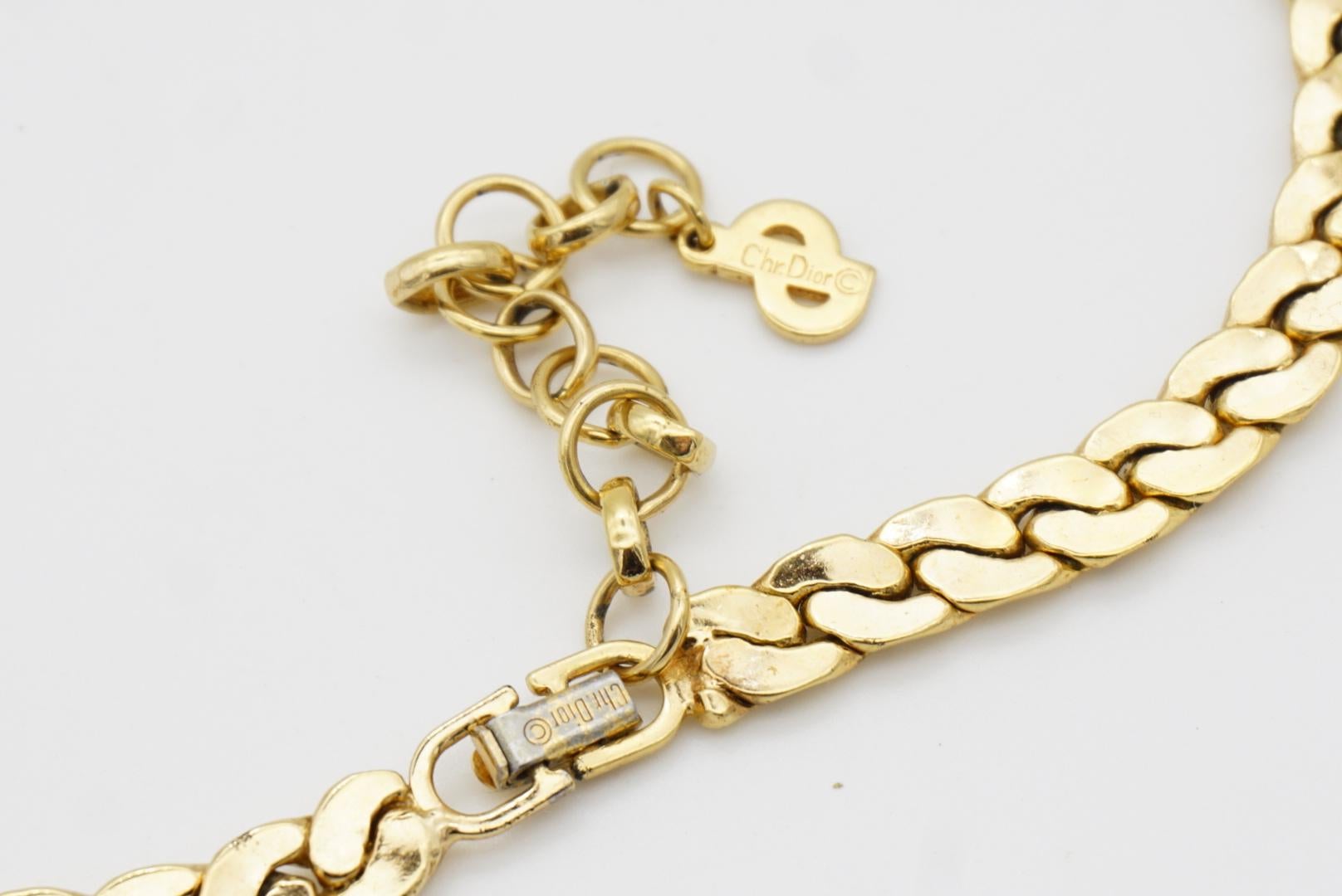 Christian Dior Vintage 1980 Ruby Cube Circle Crystals Triangle Pendant Necklace For Sale 9