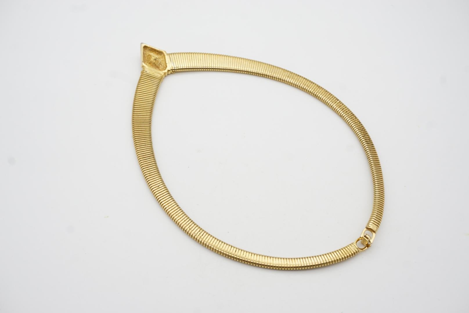 Christian Dior Vintage 1980 Rubino Gripoix Diamante Cristallo Nastro Collana Omega in vendita 6