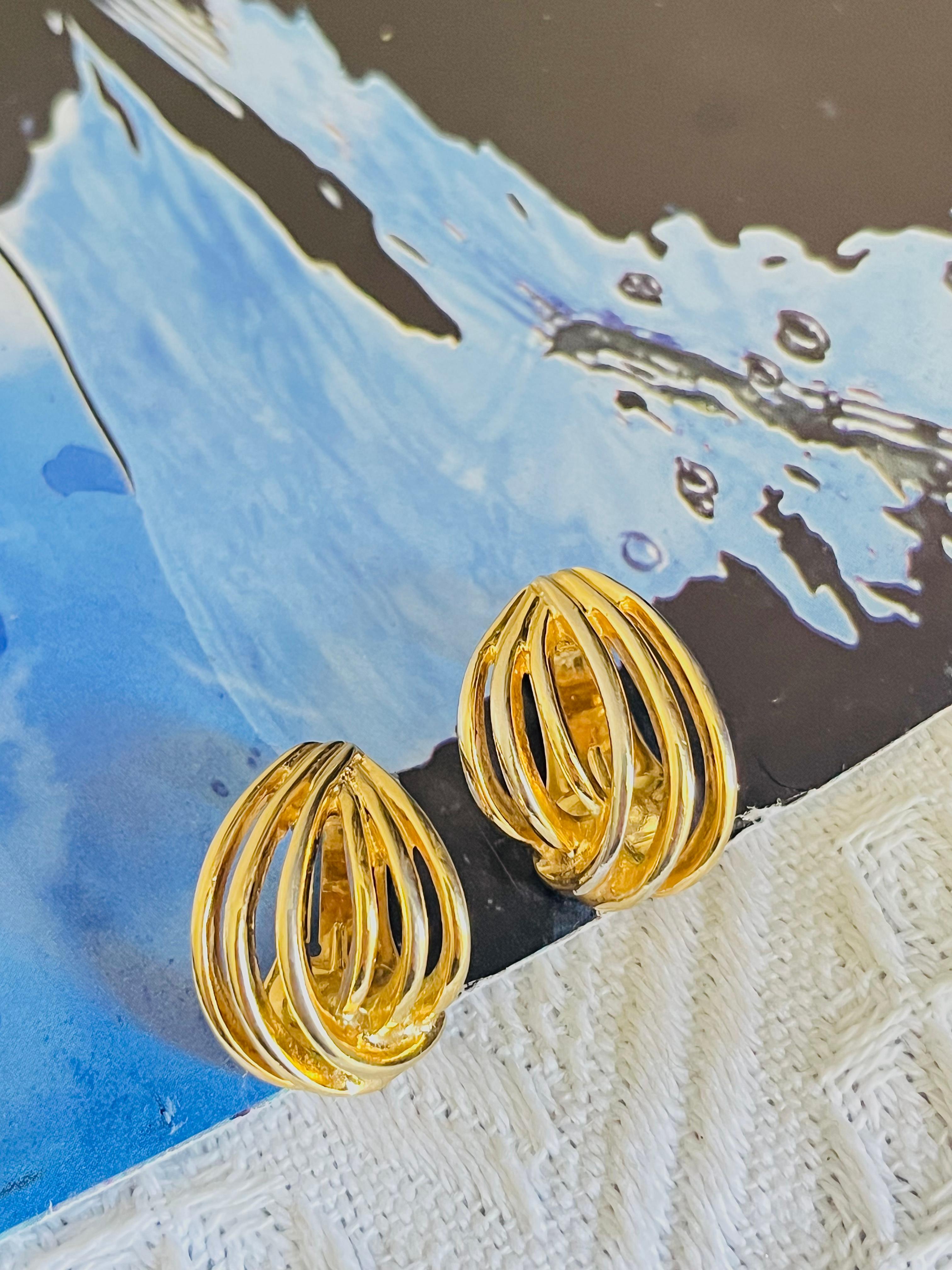 Art Deco Christian Dior Vintage 1980 Six Strands Openwork Interlocked Modernist Earrings For Sale