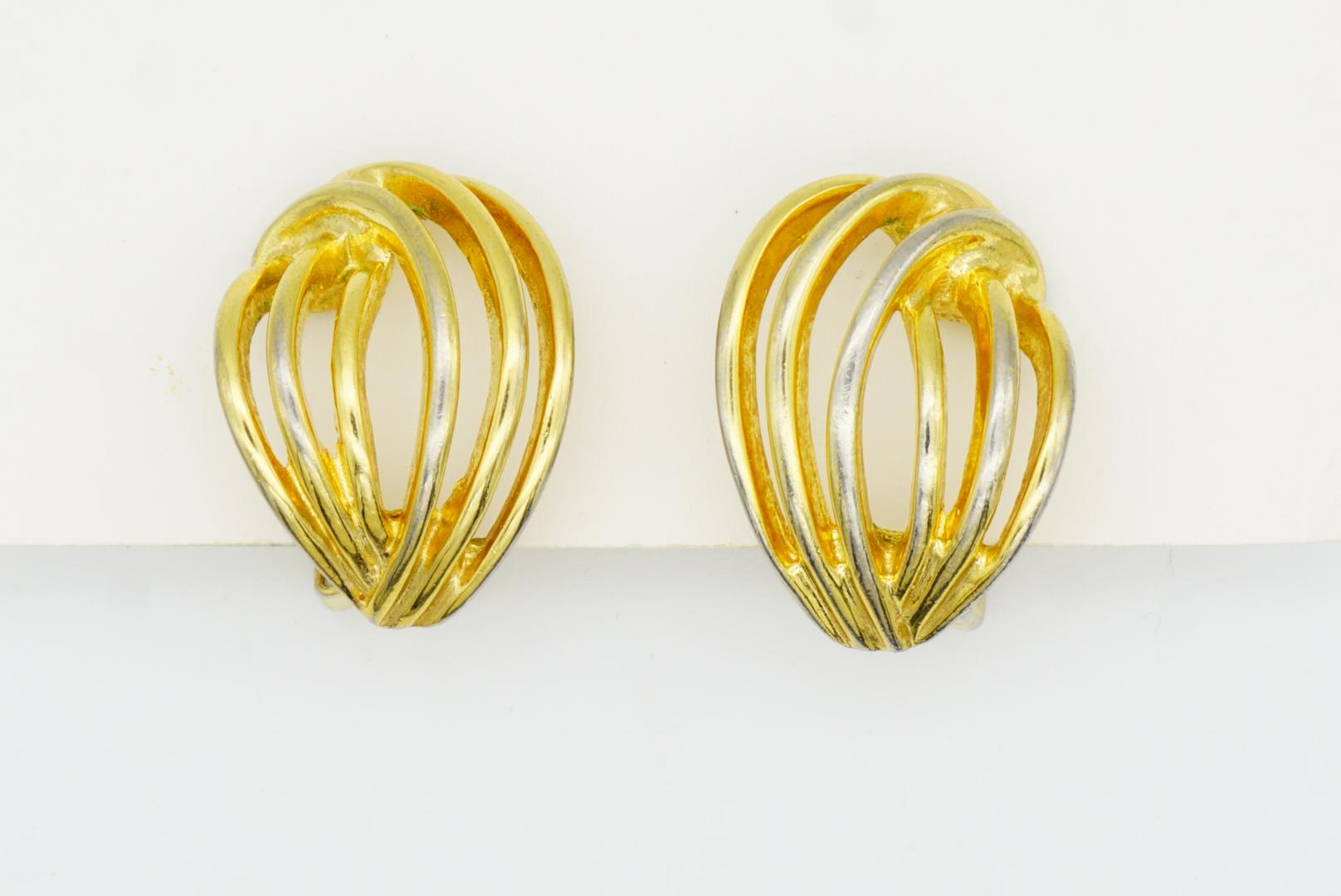 Christian Dior Vintage 1980 Six Strands Openwork Interlocked Modernist Earrings For Sale 2