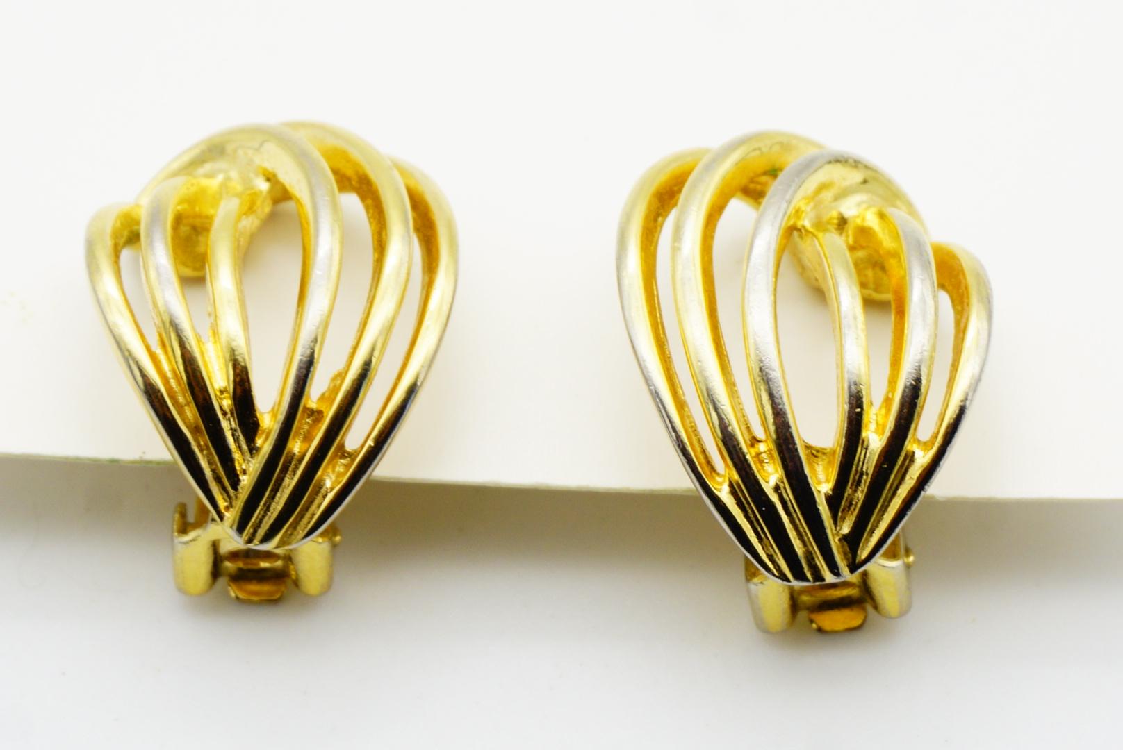 Christian Dior Vintage 1980 Six Strands Openwork Interlocked Modernist Earrings For Sale 3