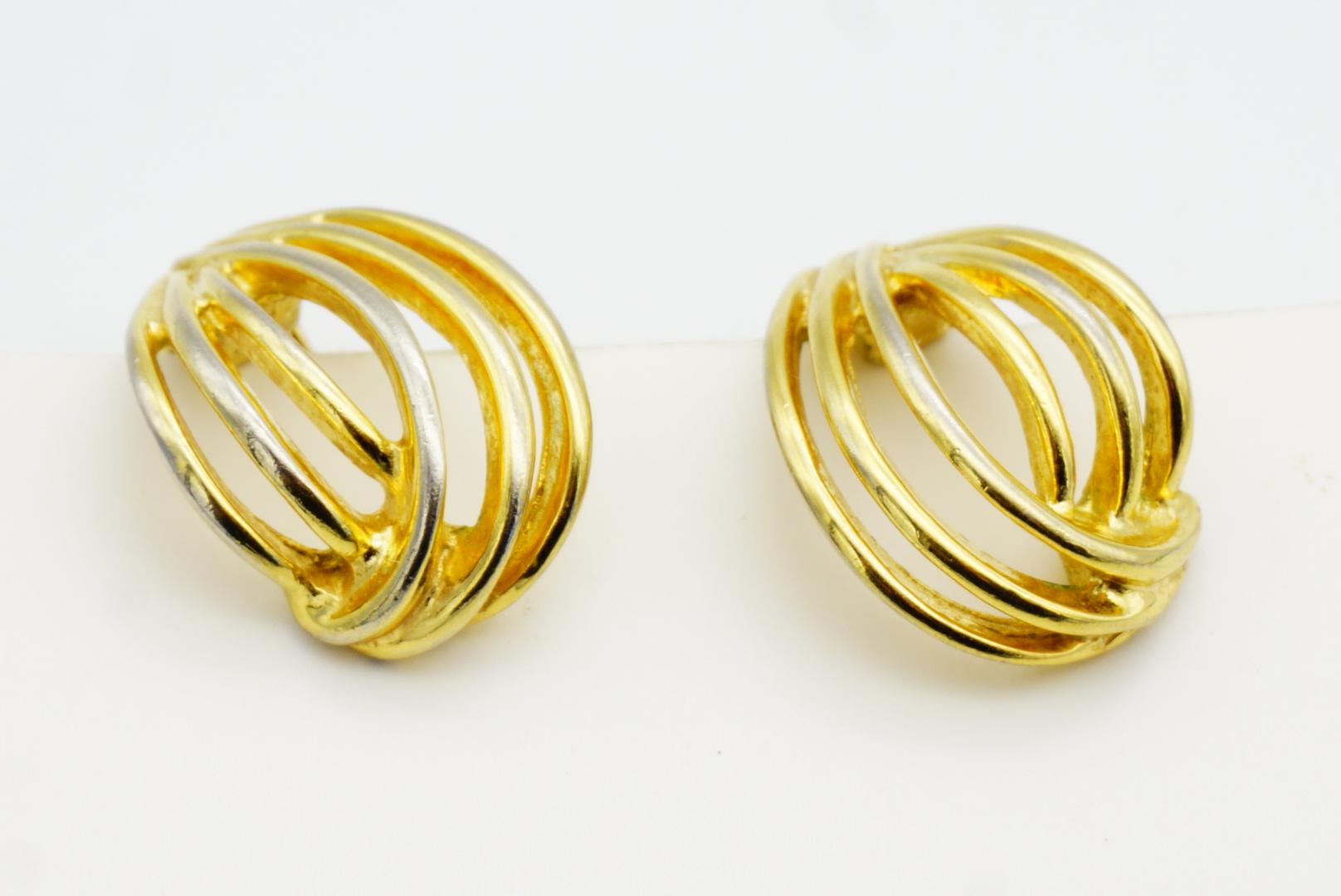 Christian Dior Vintage 1980 Six Strands Openwork Interlocked Modernist Earrings For Sale 4