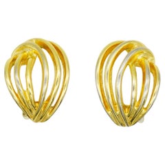 Christian Dior Vintage 1980 Six Strands Openwork Interlocked Modernist Earrings