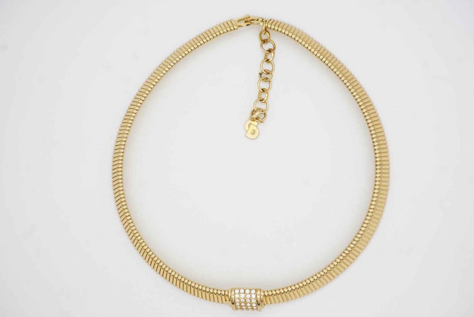 Christian Dior Vintage 1980 Ciondolo quadrato di cristallo Omega Collana Choker Collar in vendita 9