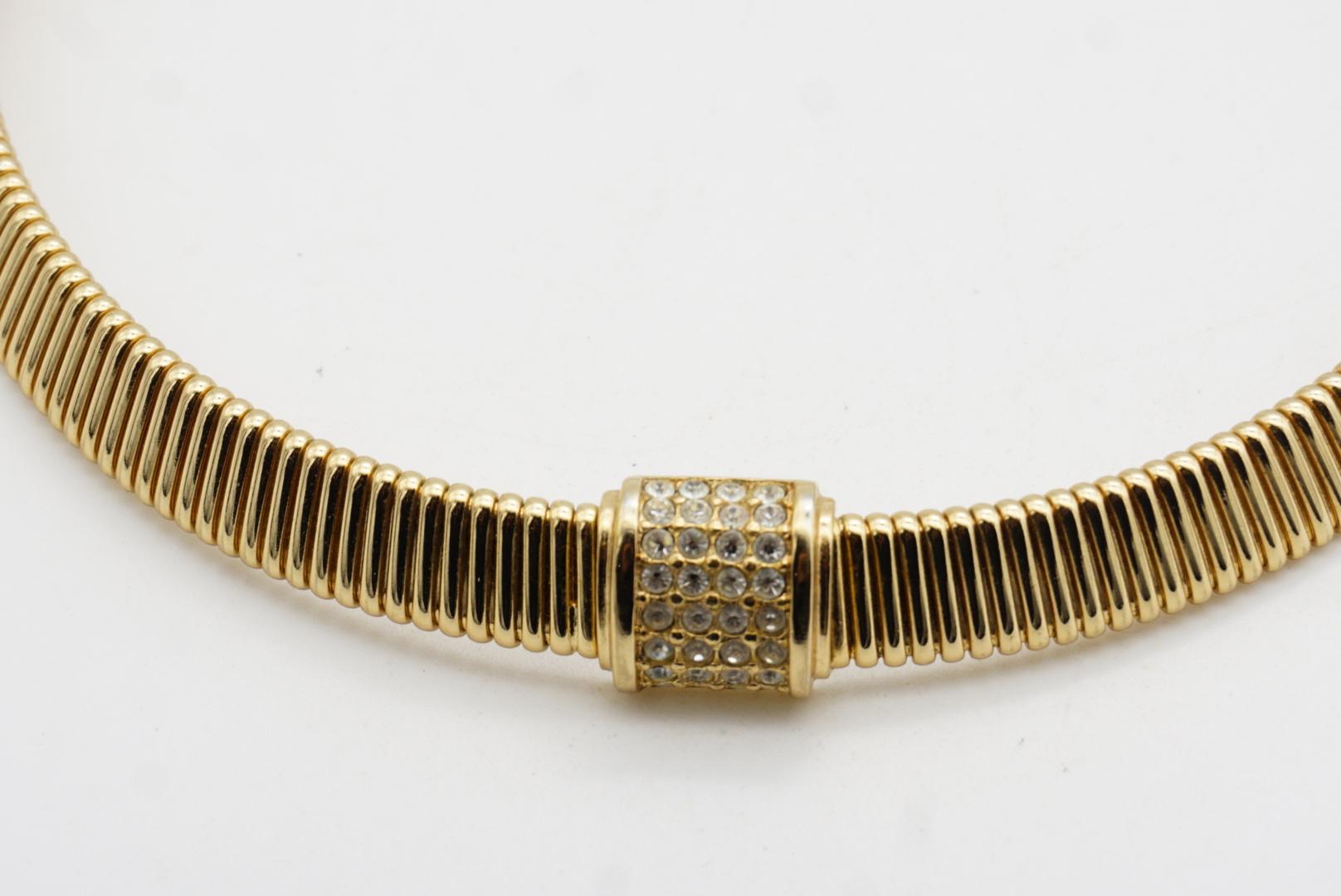 Christian Dior Vintage 1980 Ciondolo quadrato di cristallo Omega Collana Choker Collar in vendita 4