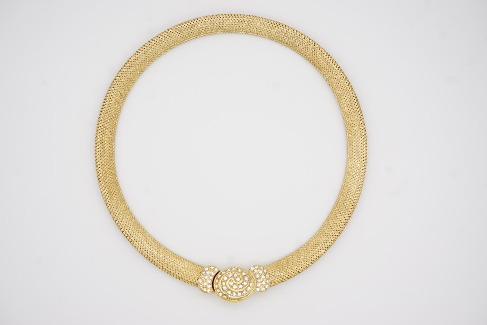 Christian Dior Vintage 1980 Collana a maglia di cristallo ovale con bottoni Omega e serpente 3