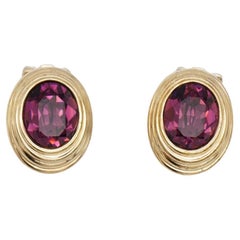 Christian Dior Vintage 1980 Textured Oval Amethyst Purple Crystal Clip Earrings