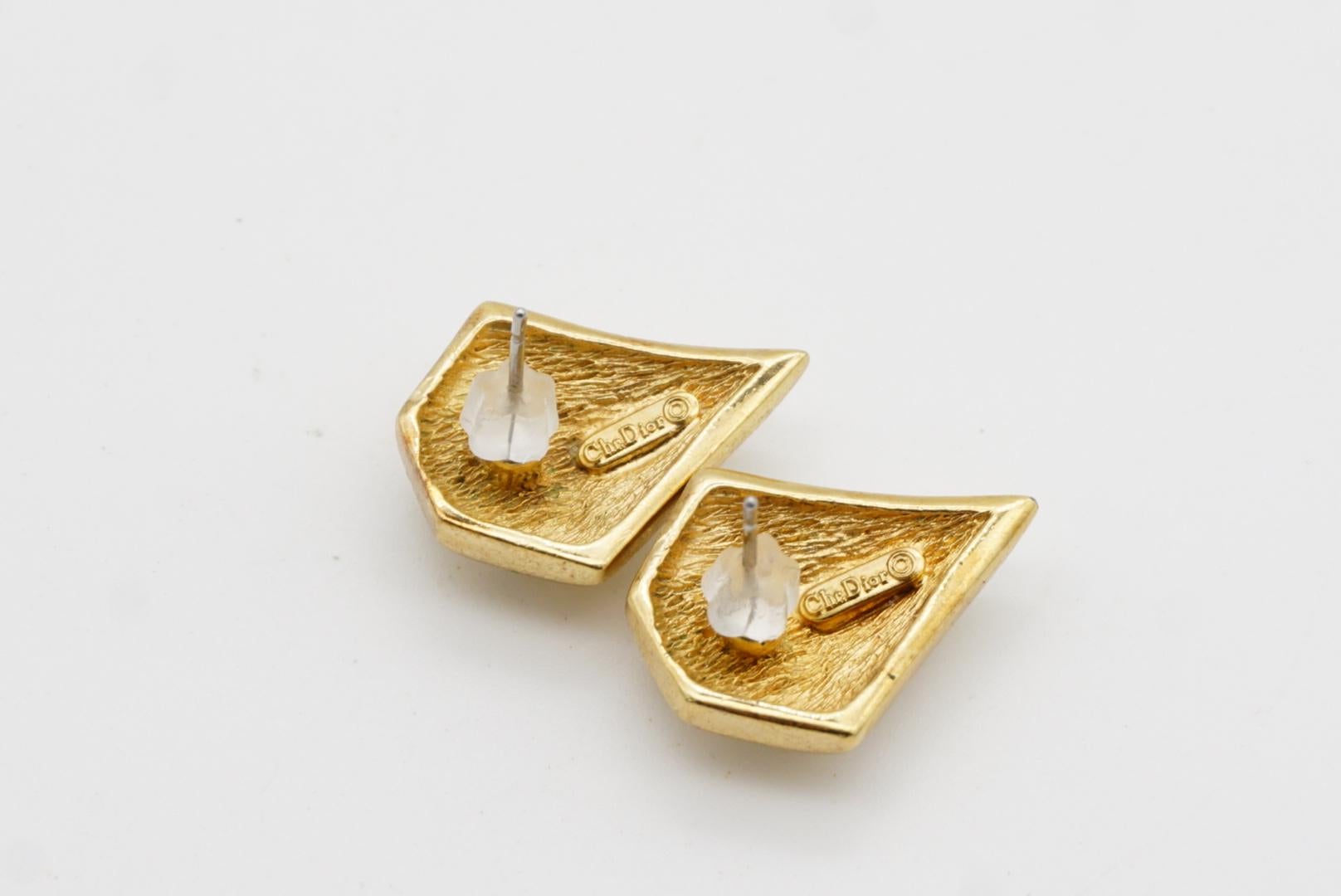 Christian Dior Vintage 1980 Triangle Trio V Sparkling Crystals Pierced Earrings For Sale 9