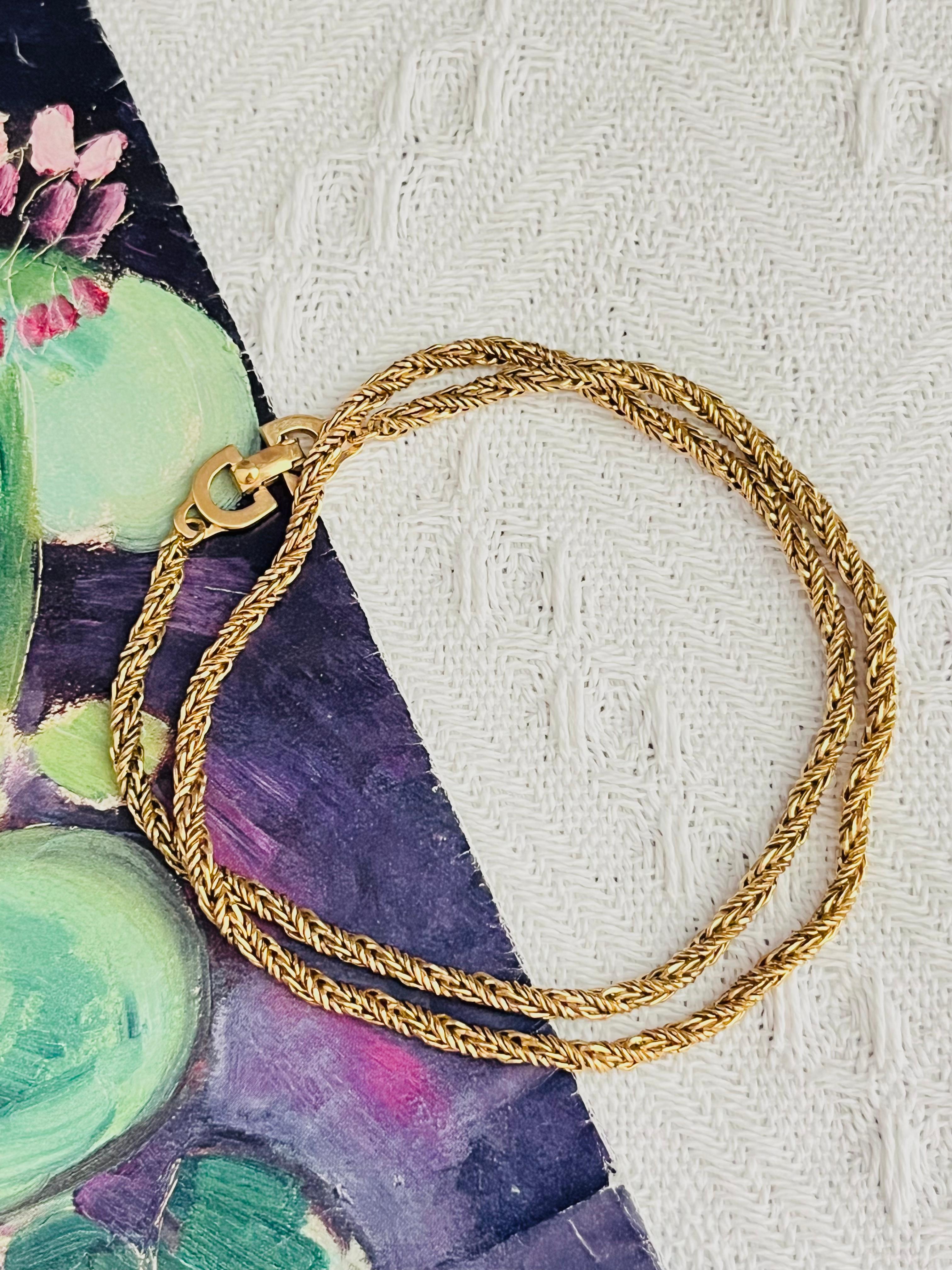 Art Deco Christian Dior Vintage 1980 Wheat Mesh Twist Chain Rope Versatile Long Necklace For Sale