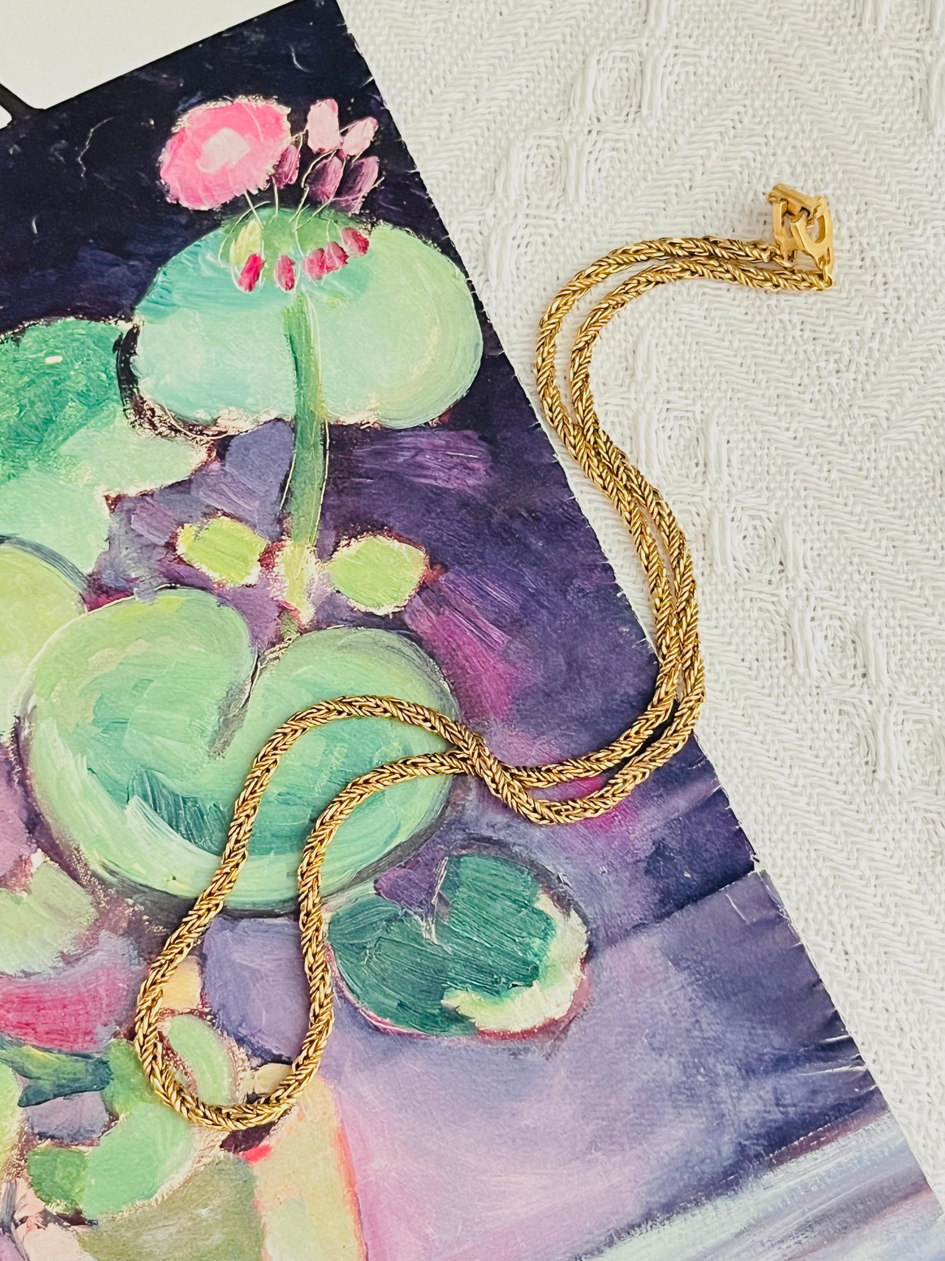 Christian Dior Vintage 1980 Wheat Mesh Twist Chain Rope Versatile Long Necklace In Excellent Condition For Sale In Wokingham, England