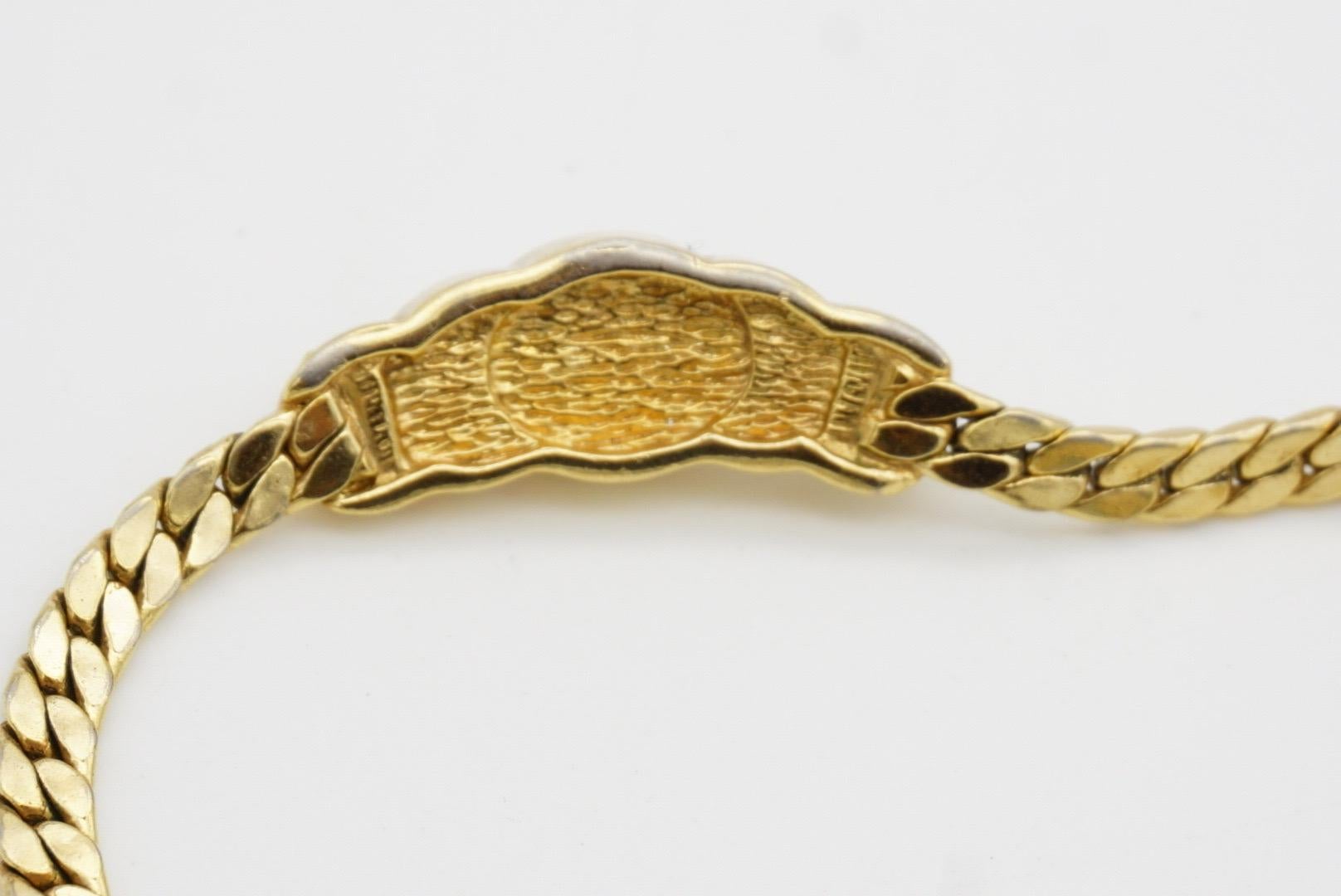 Christian Dior Vintage 1980 Weiße Oval Perle Halbkreis Kristalle Gold Halskette im Angebot 8