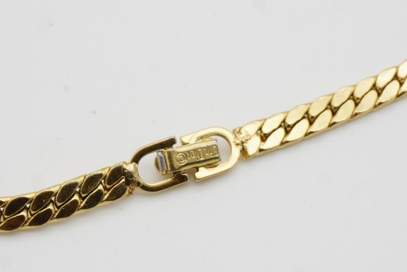 Christian Dior Vintage 1980 Weiße Oval Perle Halbkreis Kristalle Gold Halskette im Angebot 10