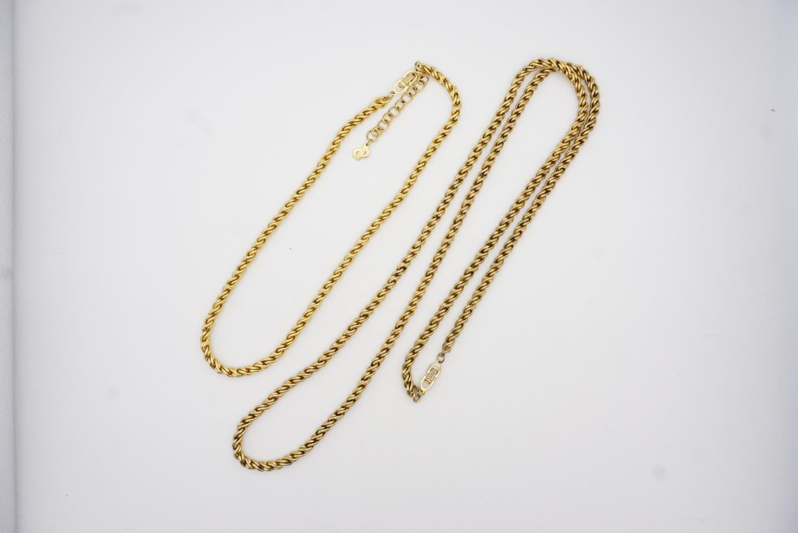 Christian Dior Vintage 1980s 2 Versatile Twist Rope Chain Necklace Bracelet Set 10