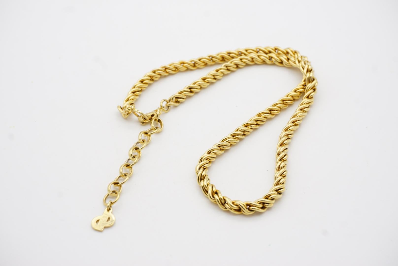 Christian Dior Vintage 1980s 2 Versatile Twist Rope Chain Necklace Bracelet Set 12