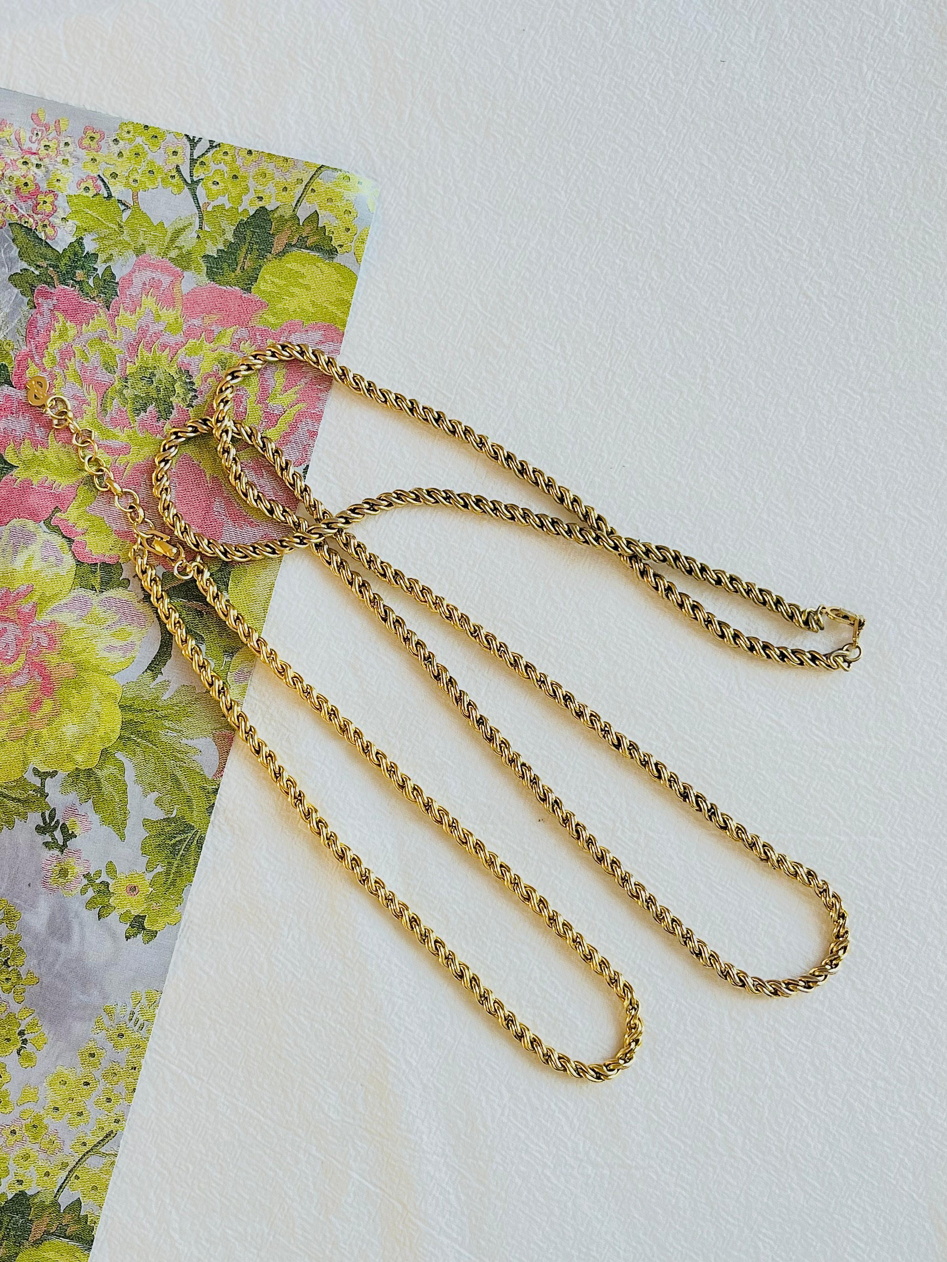 Art Nouveau Christian Dior Vintage 1980s 2 Versatile Twist Rope Chain Necklace Bracelet Set