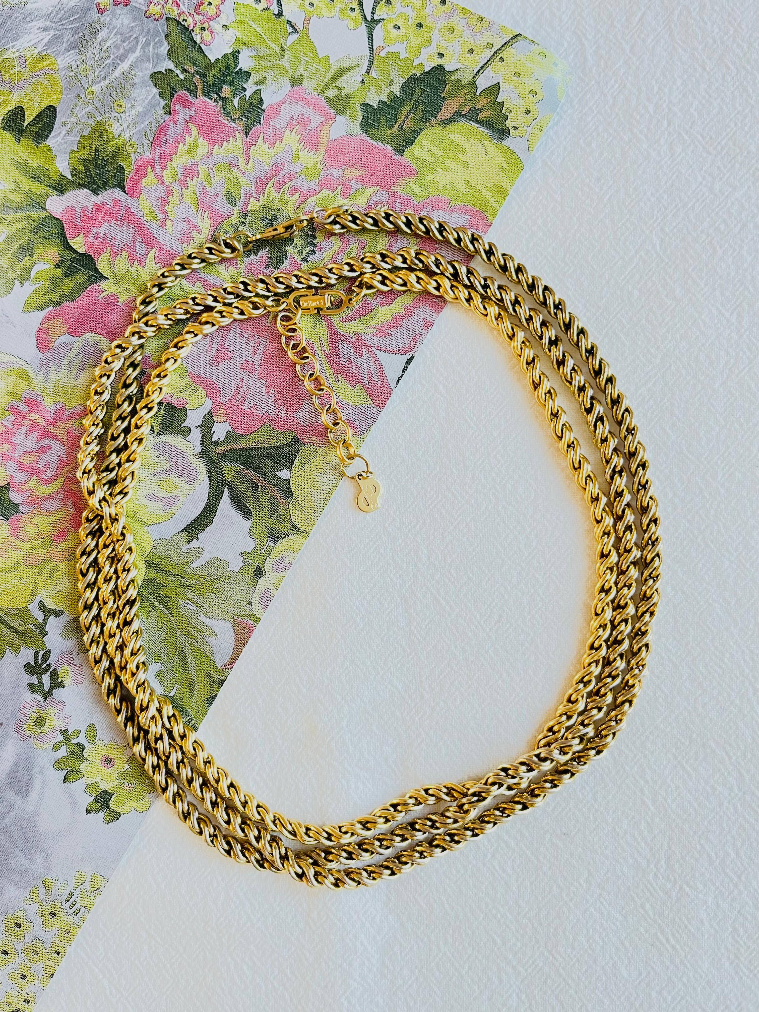Christian Dior Vintage 1980s 2 Versatile Twist Rope Chain Necklace Bracelet Set In Good Condition In Wokingham, England