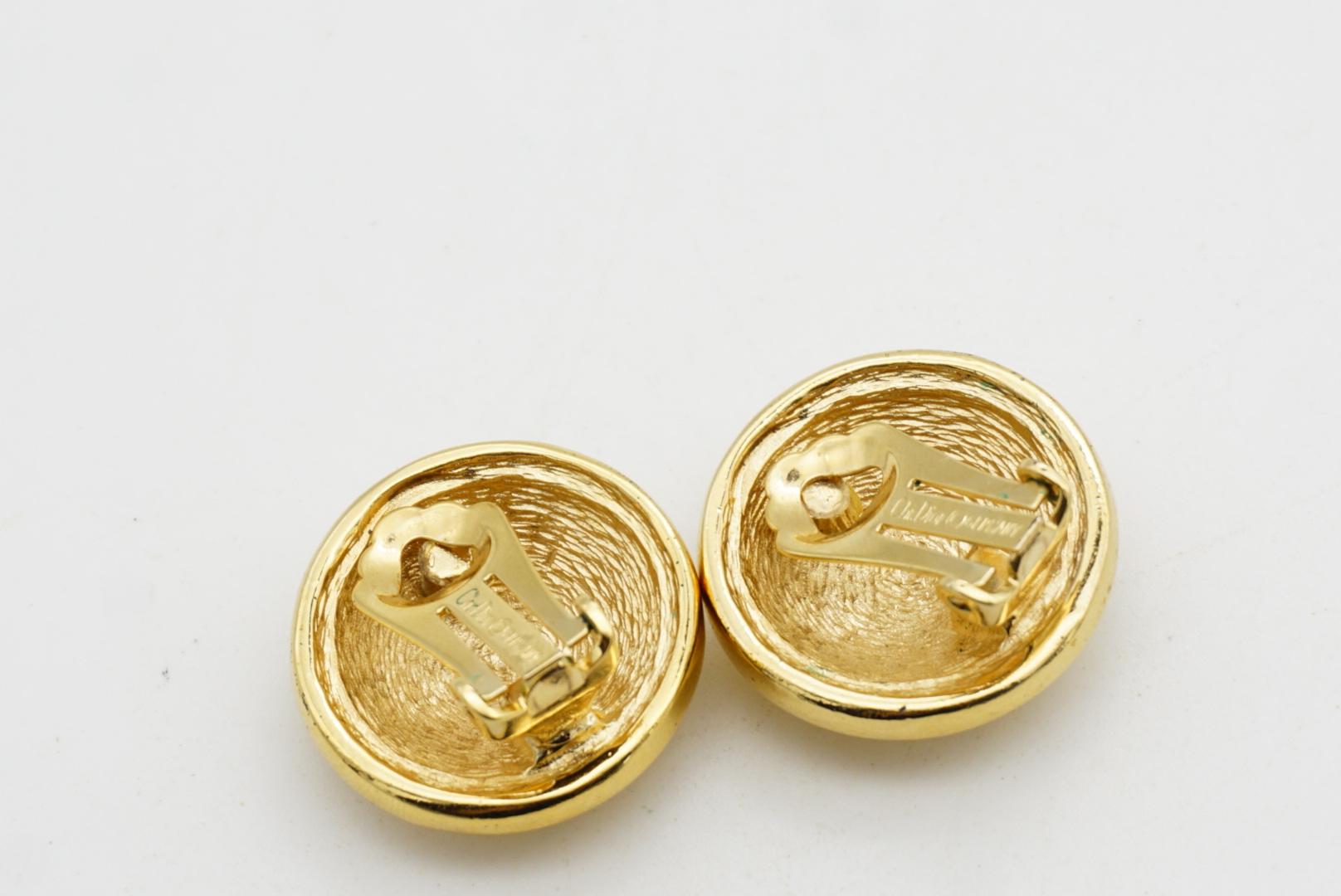 Christian Dior Vintage Años 80 6 CD Monograma Logo Círculo Redondo Cúpula Clip Pendientes en venta 6