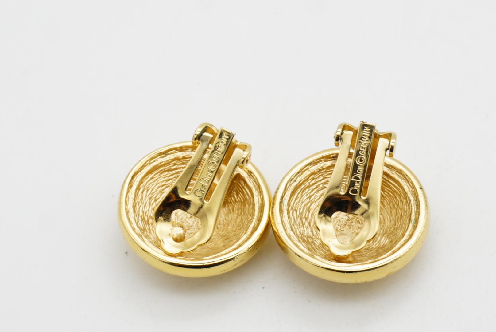 Christian Dior Vintage Años 80 6 CD Monograma Logo Círculo Redondo Cúpula Clip Pendientes en venta 7