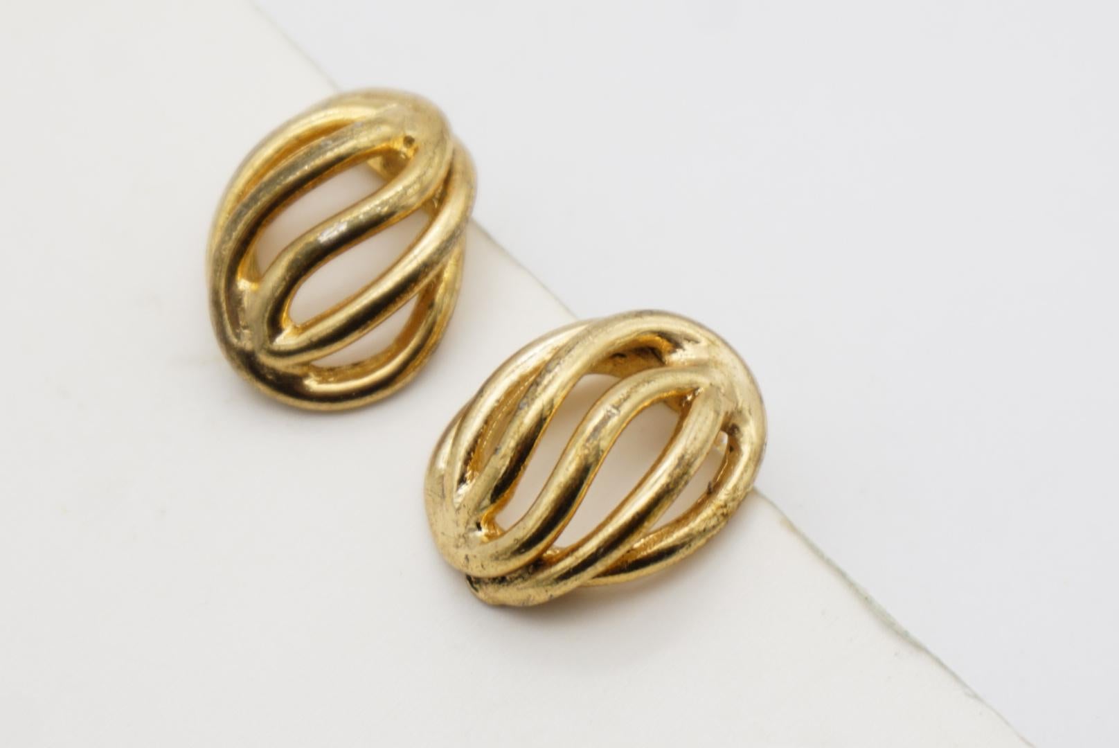 Christian Dior Vintage 1980s 6 Stränge durchbrochene Muschel Wirbel Kuppel Clip Ohrringe im Angebot 5