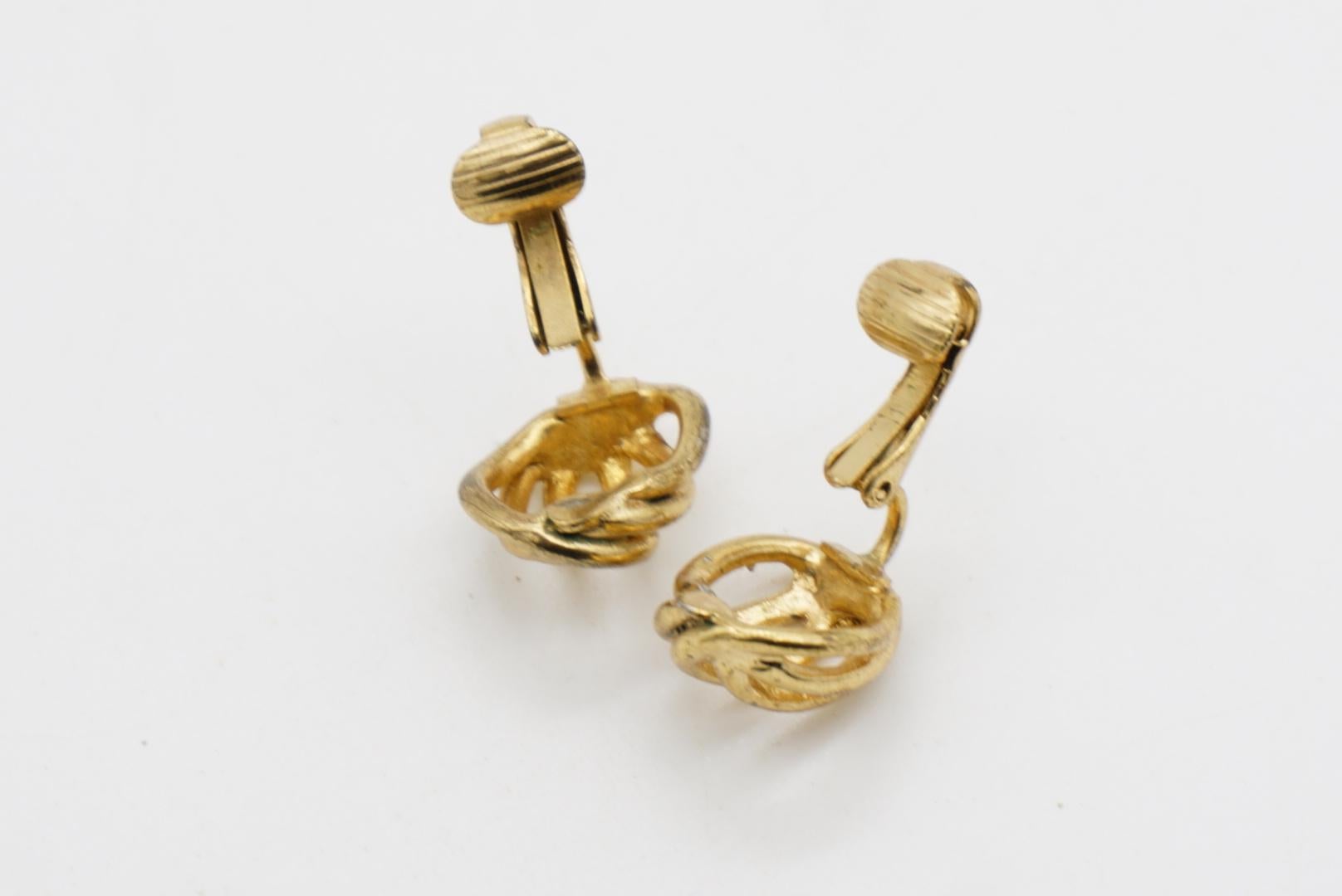 Christian Dior Vintage 1980s 6 Stränge durchbrochene Muschel Wirbel Kuppel Clip Ohrringe im Angebot 8