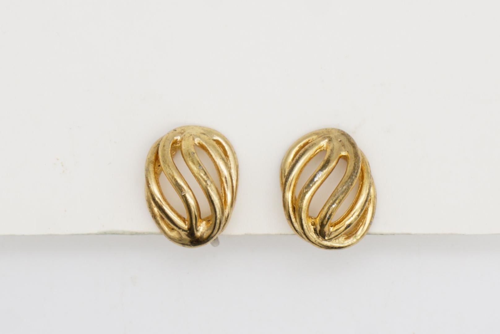 Christian Dior Vintage 1980s 6 Stränge durchbrochene Muschel Wirbel Kuppel Clip Ohrringe im Angebot 2