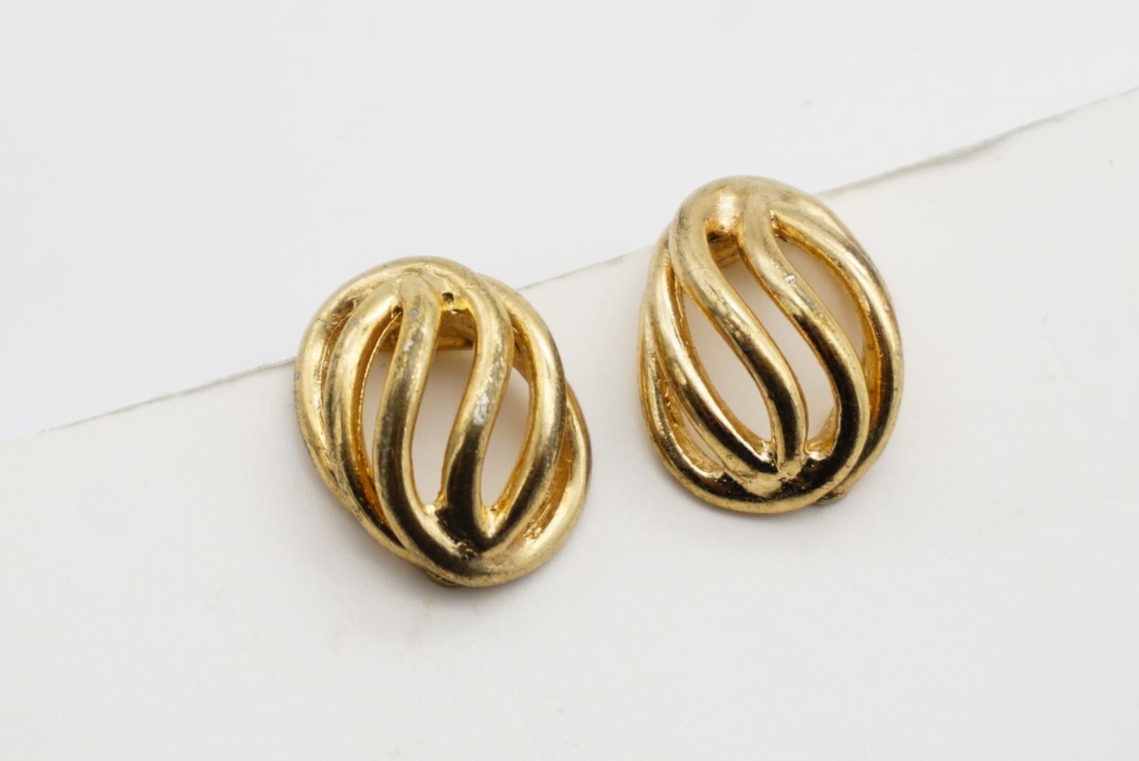 Christian Dior Vintage 1980s 6 Stränge durchbrochene Muschel Wirbel Kuppel Clip Ohrringe im Angebot 4