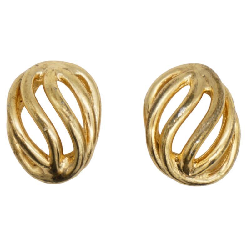 Christian Dior Vintage 1980s 6 Strands Openwork Shell Swirl Dome Clip Earrings