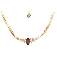 Christian Dior, collier pendentif marquise vintage des années 1980 avec améthyste et cristaux transparents