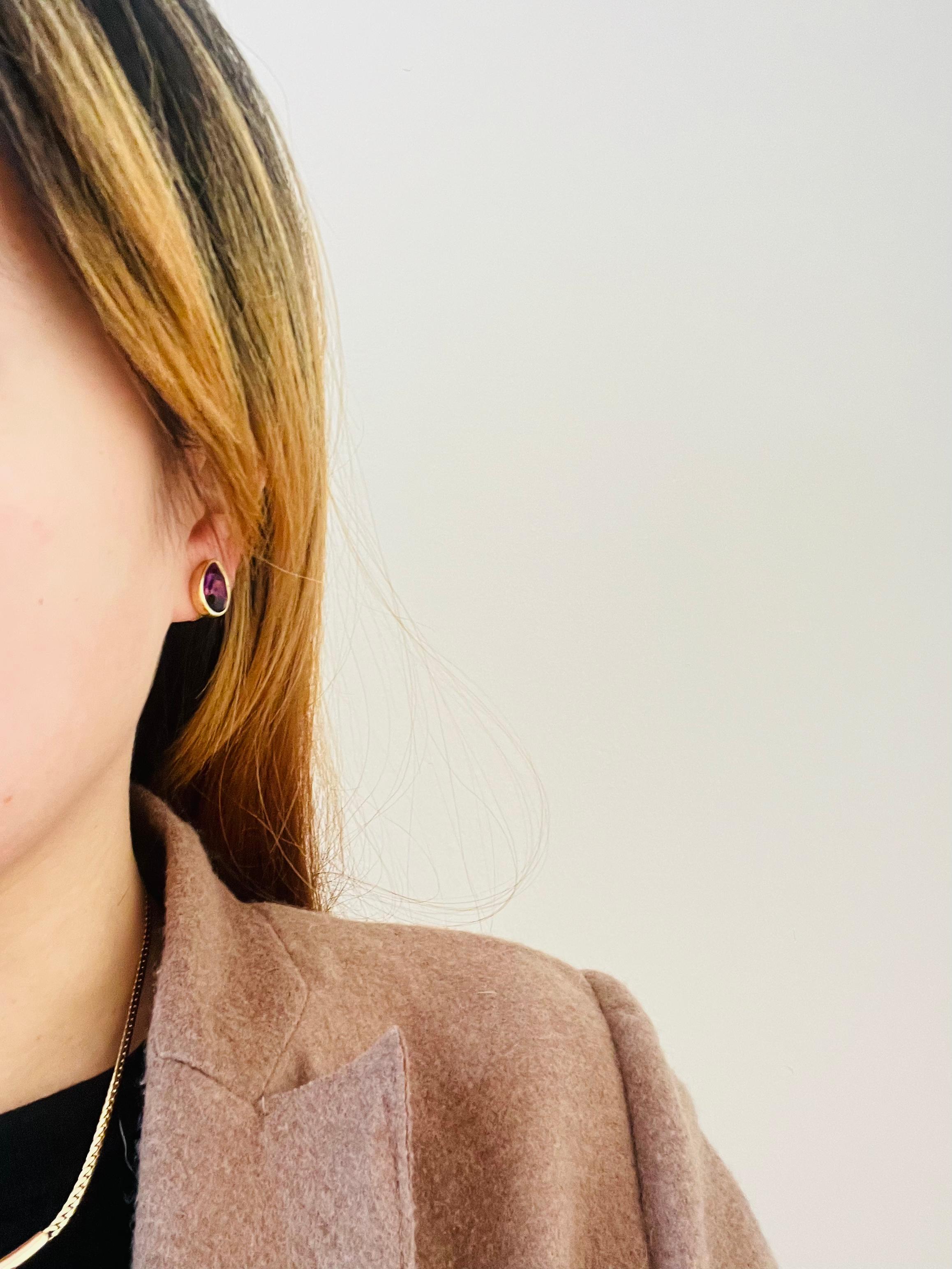 Women's or Men's Christian Dior Vintage 1980s Amethyst Purple Gold Water Tear Drop Wings 2 Set For Sale