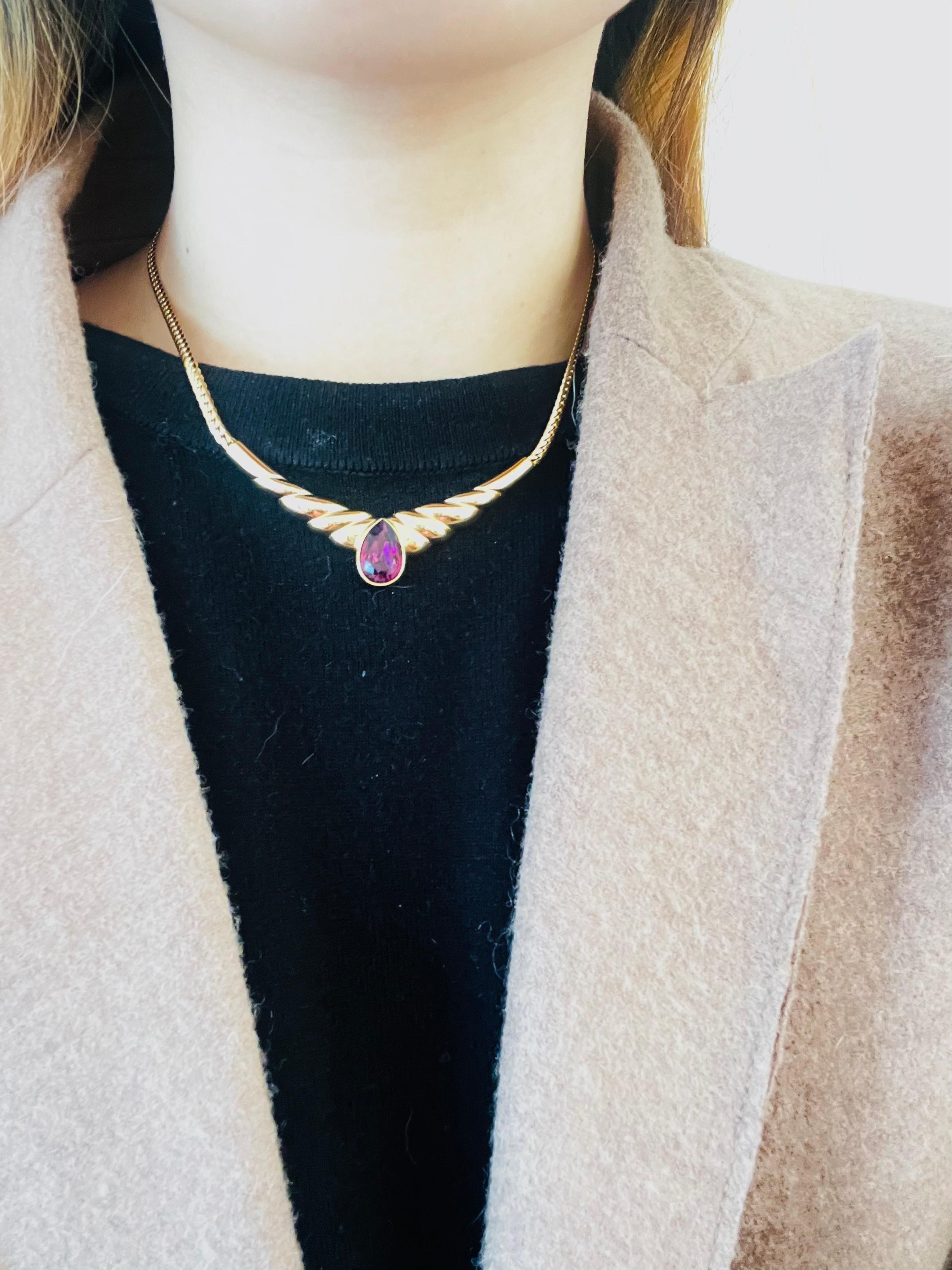 Christian Dior Vintage 1980s Amethyst Purple Gold Water Tear Drop Wings 2 Set For Sale 4