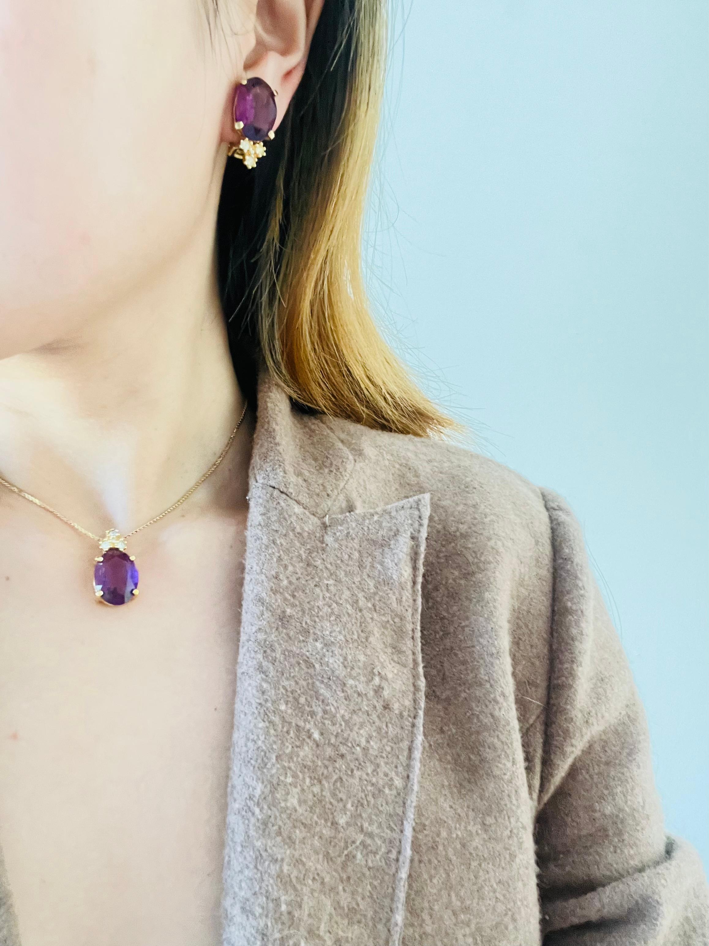 Christian Dior Vintage 1980s Amethyst Purple Oval Crystals Gold Clip Earrings 4