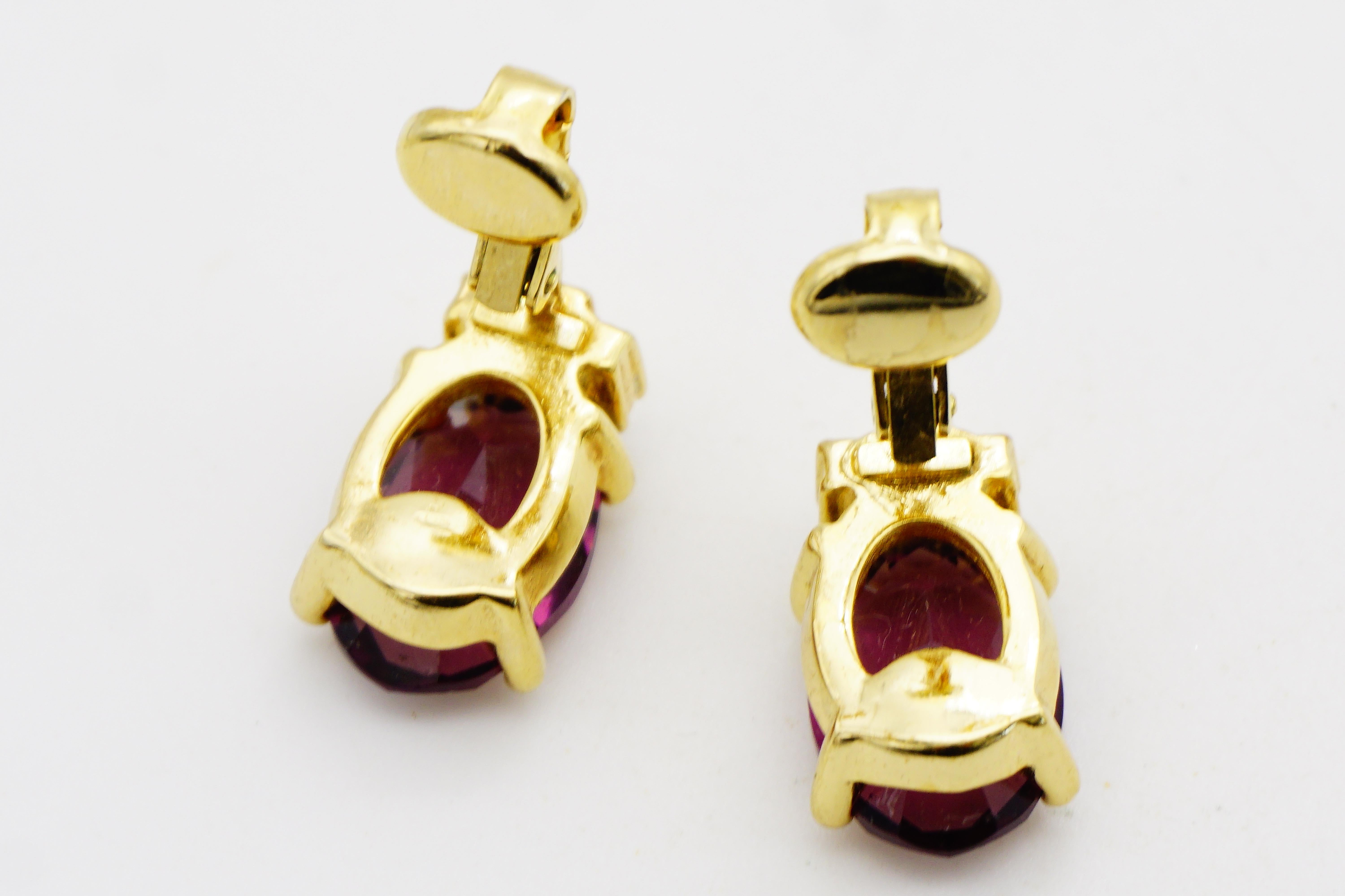 Christian Dior Vintage 1980s Amethyst Lila Oval Trio Kristalle Clip-Ohrringe im Angebot 6