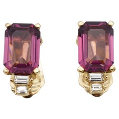 Christian Dior Retro 1980s Amethyst Purple Rectangle Crystals Clip Earrings