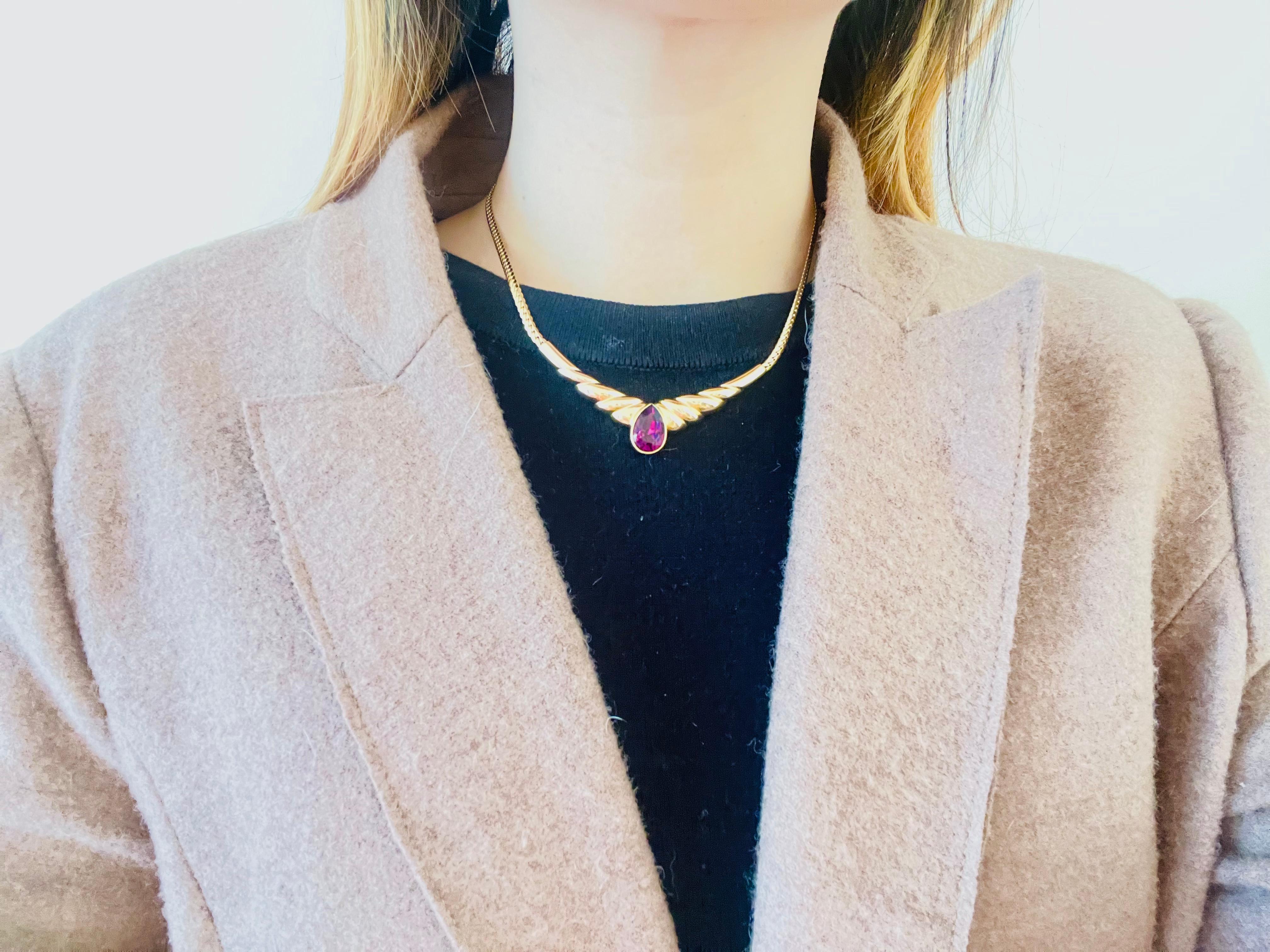 Christian Dior Vintage 1980 Ametista Viola Acqua Goccia di Lacrima Triangolo Ali Set in vendita 5