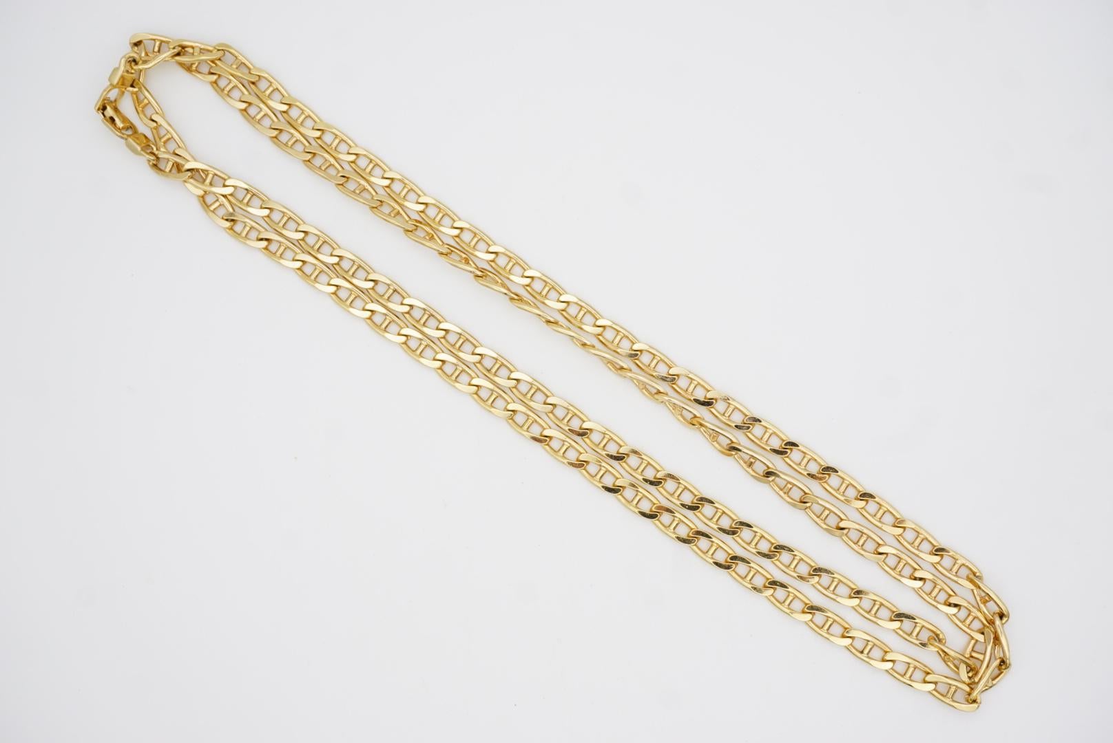 Christian Dior Vintage 1980s Anchor Interlocked Linked Curb Chain Long Necklace For Sale 5