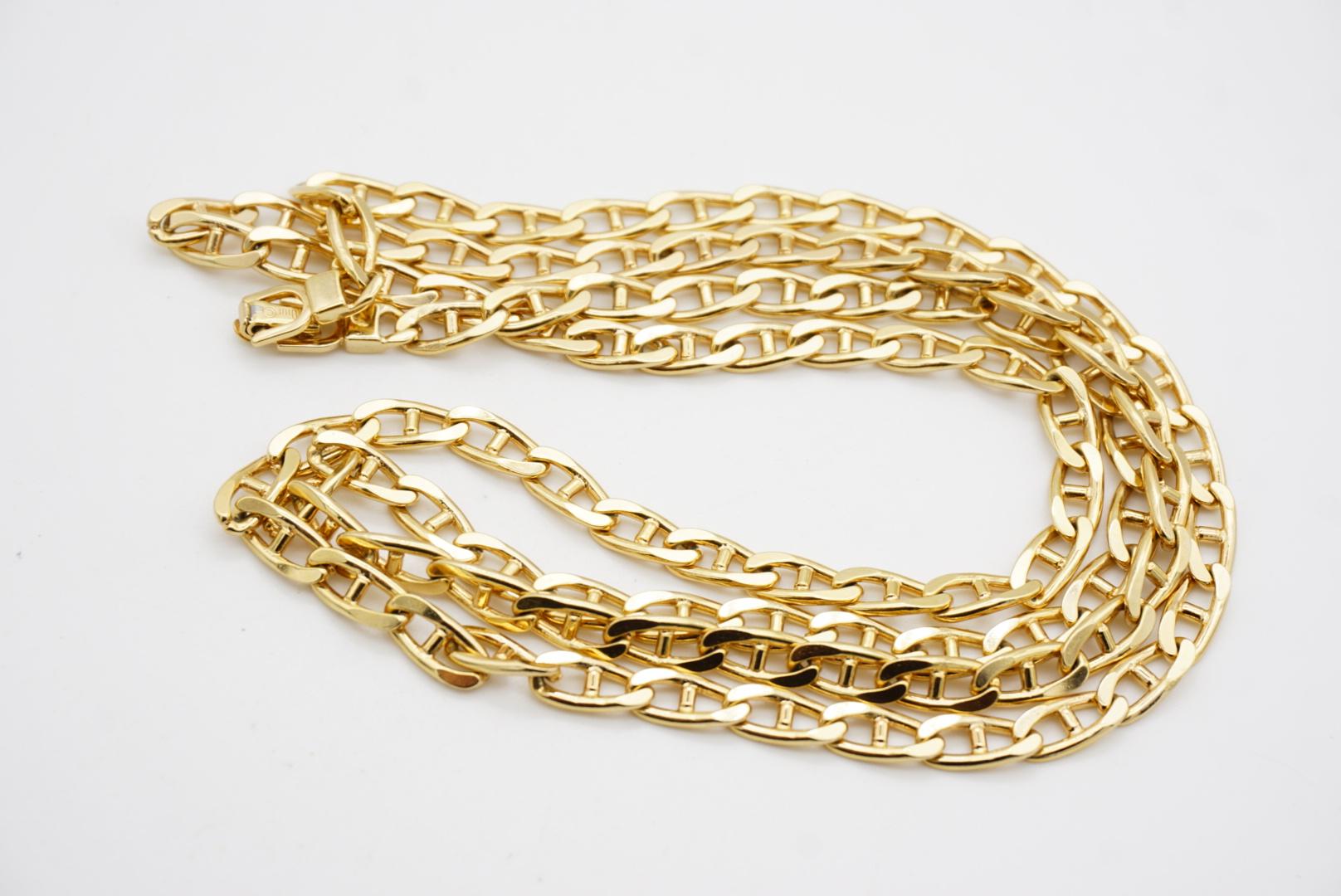 Christian Dior Vintage 1980s Anchor Interlocked Linked Curb Chain Long Necklace For Sale 6