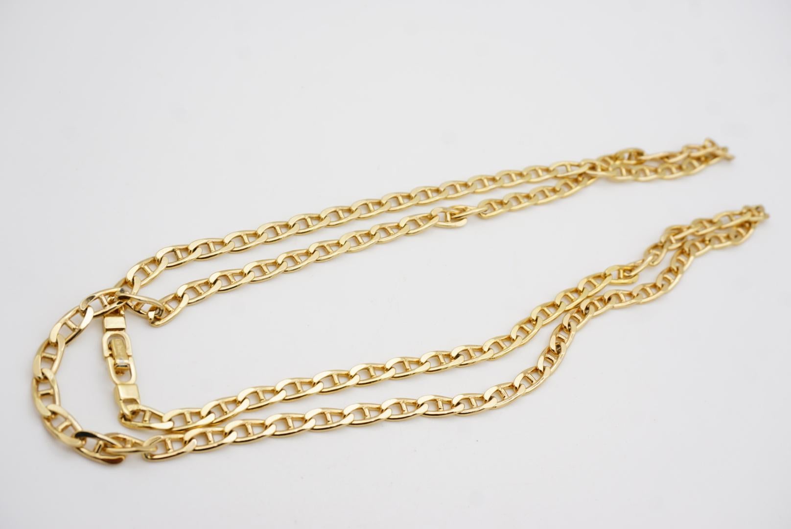Christian Dior Vintage 1980s Anchor Interlocked Linked Curb Chain Long Necklace For Sale 7