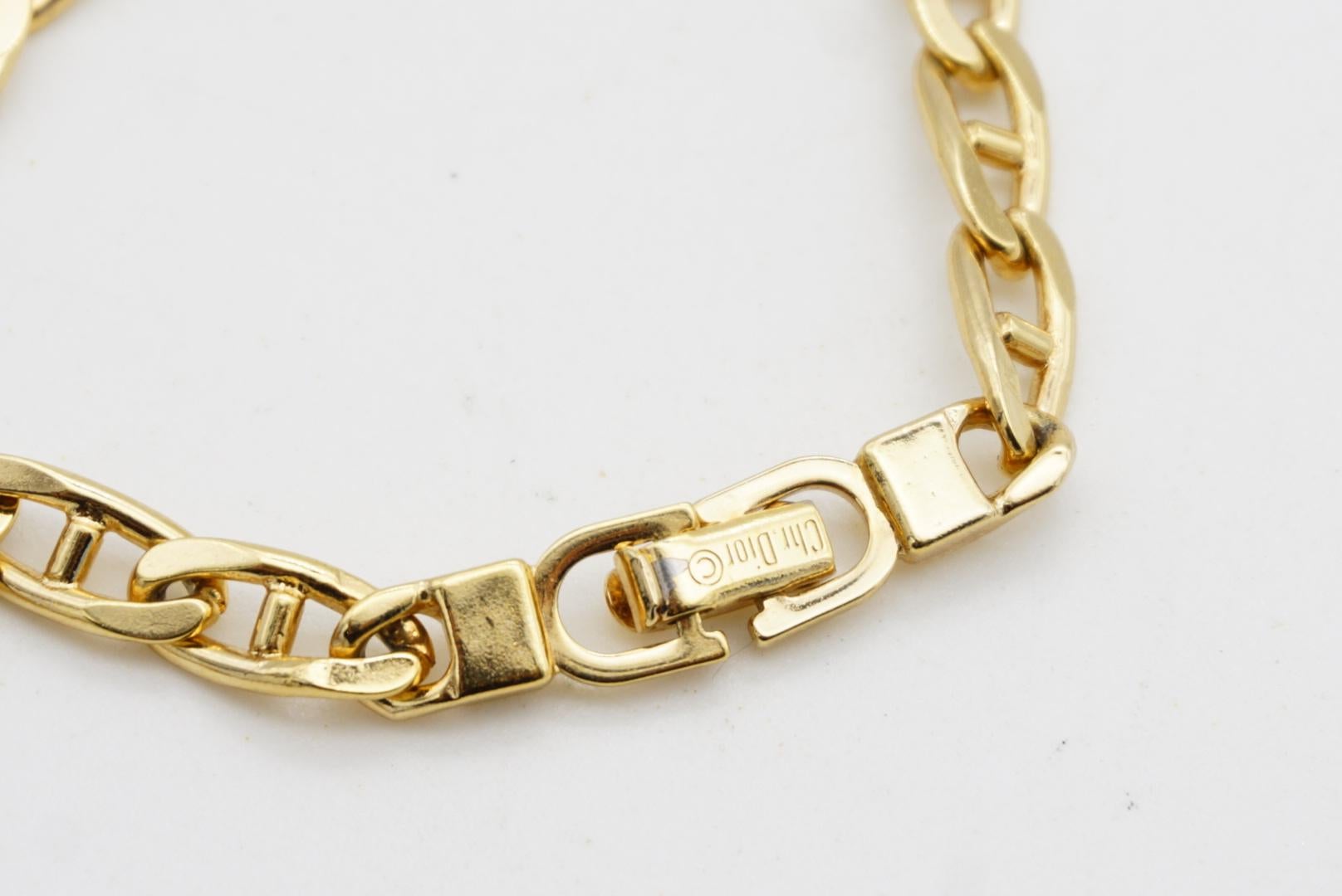 Christian Dior Vintage 1980s Anchor Interlocked Linked Curb Chain Long Necklace For Sale 8