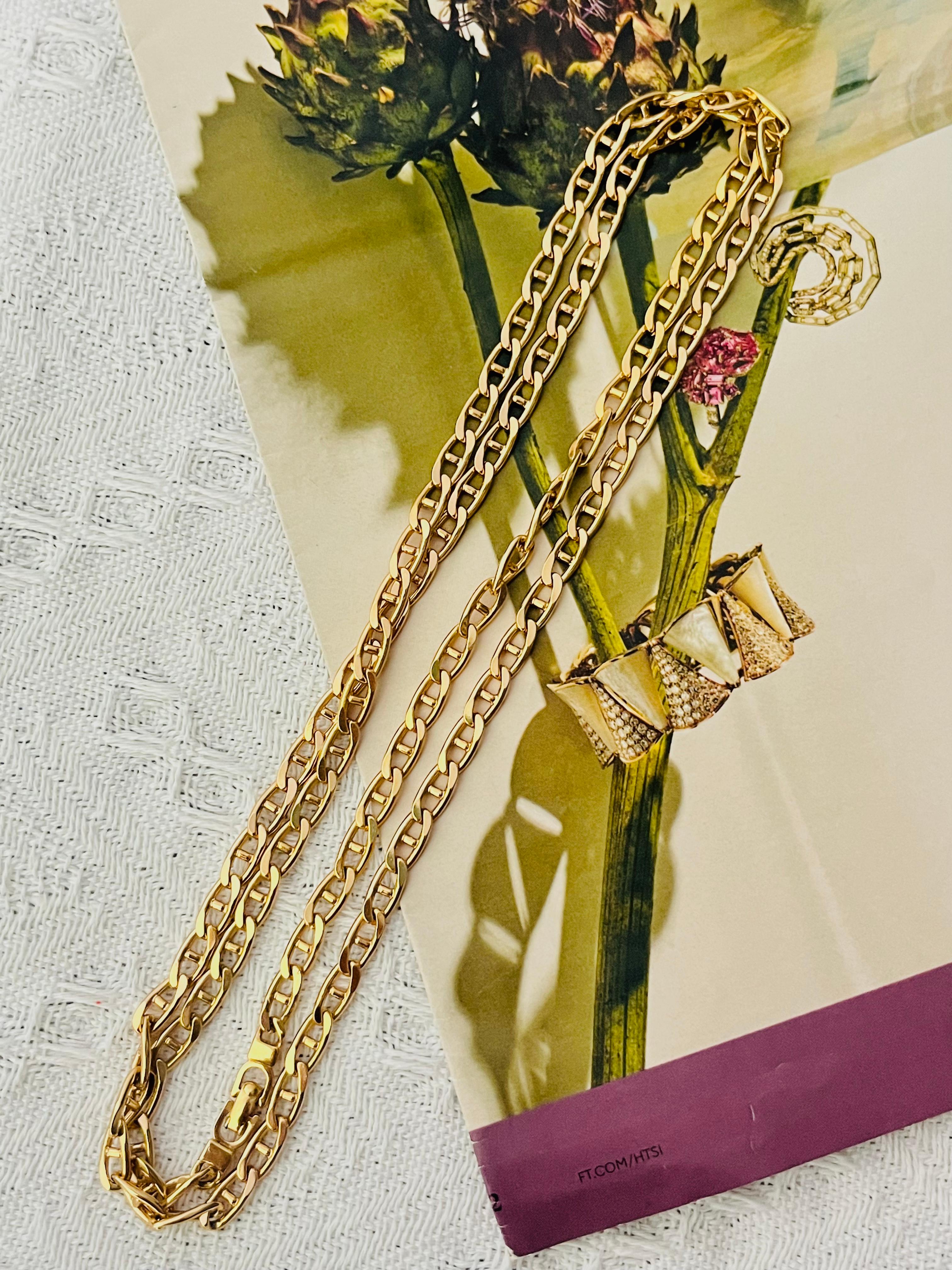 Christian Dior Vintage 1980s Anchor Interlocked Linked Curb Chain Long Necklace In Excellent Condition For Sale In Wokingham, England