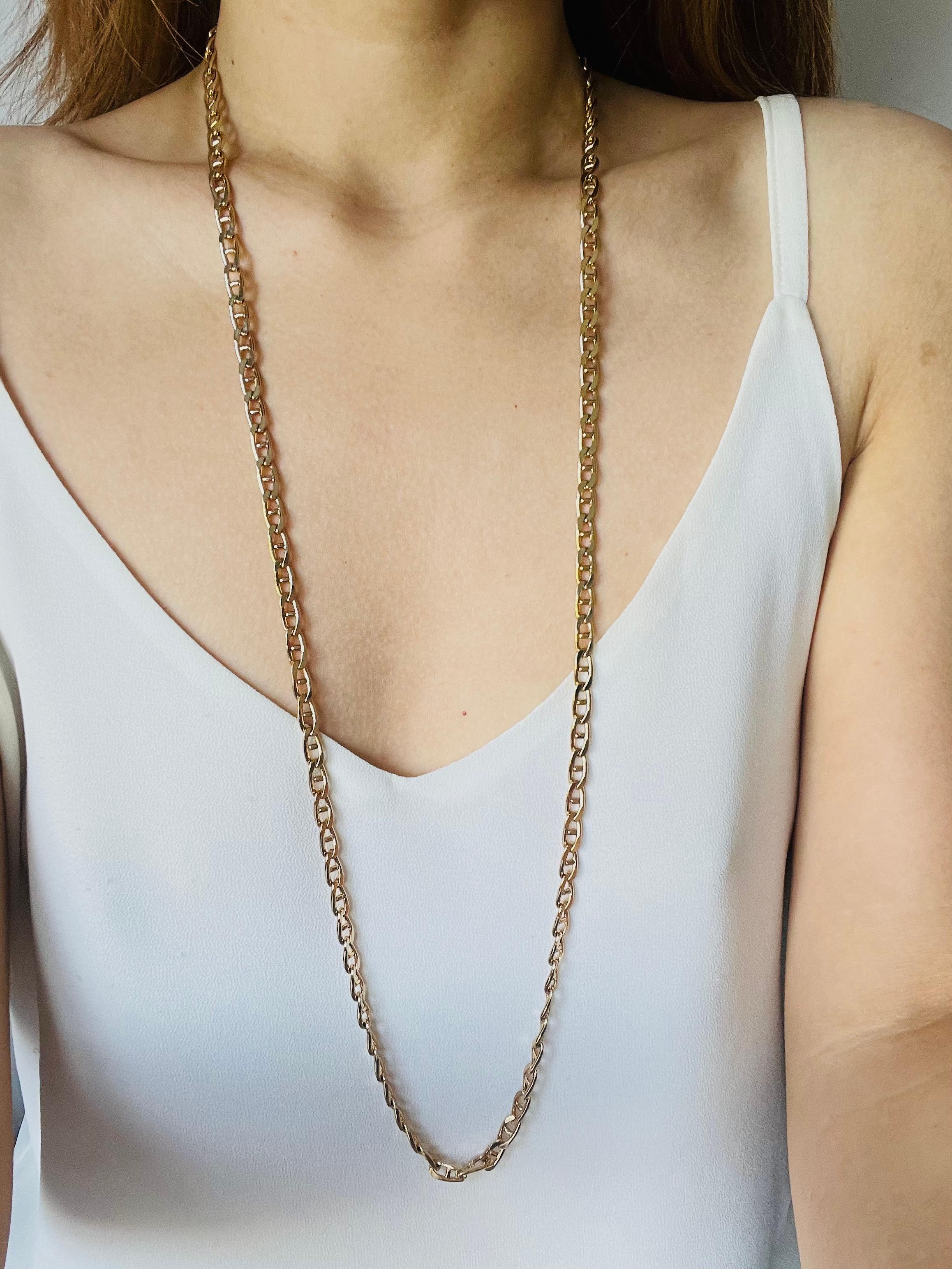 Women's or Men's Christian Dior Vintage 1980s Anchor Interlocked Linked Curb Chain Long Necklace For Sale
