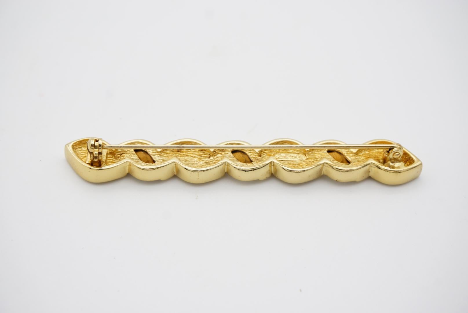 Christian Dior Vintage 1980er Jahre Bar Swarovski-Kristallen Schwarz Emaille Gold Brosche im Angebot 6